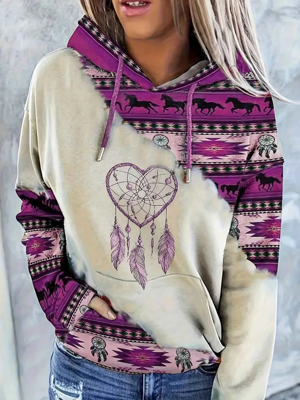 Women's Ethnic Style Retro Print Hoodie