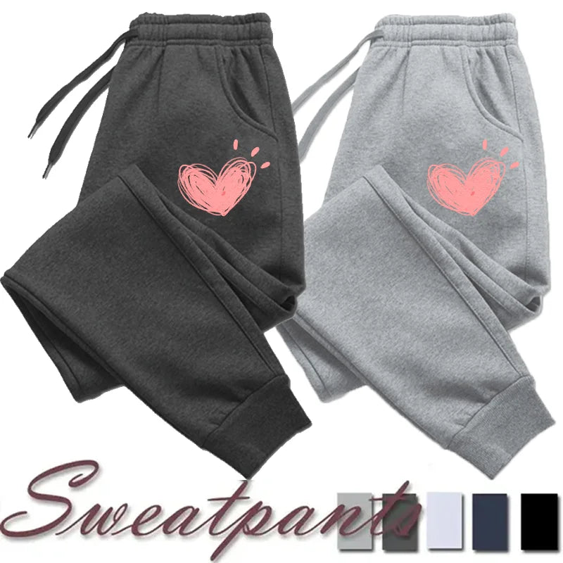 Women Cute Heart Printed Sweatpants