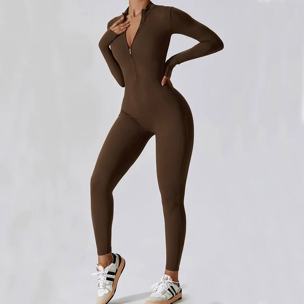 Yoga Jumpsuit Long Sleeved Zipper Rompers