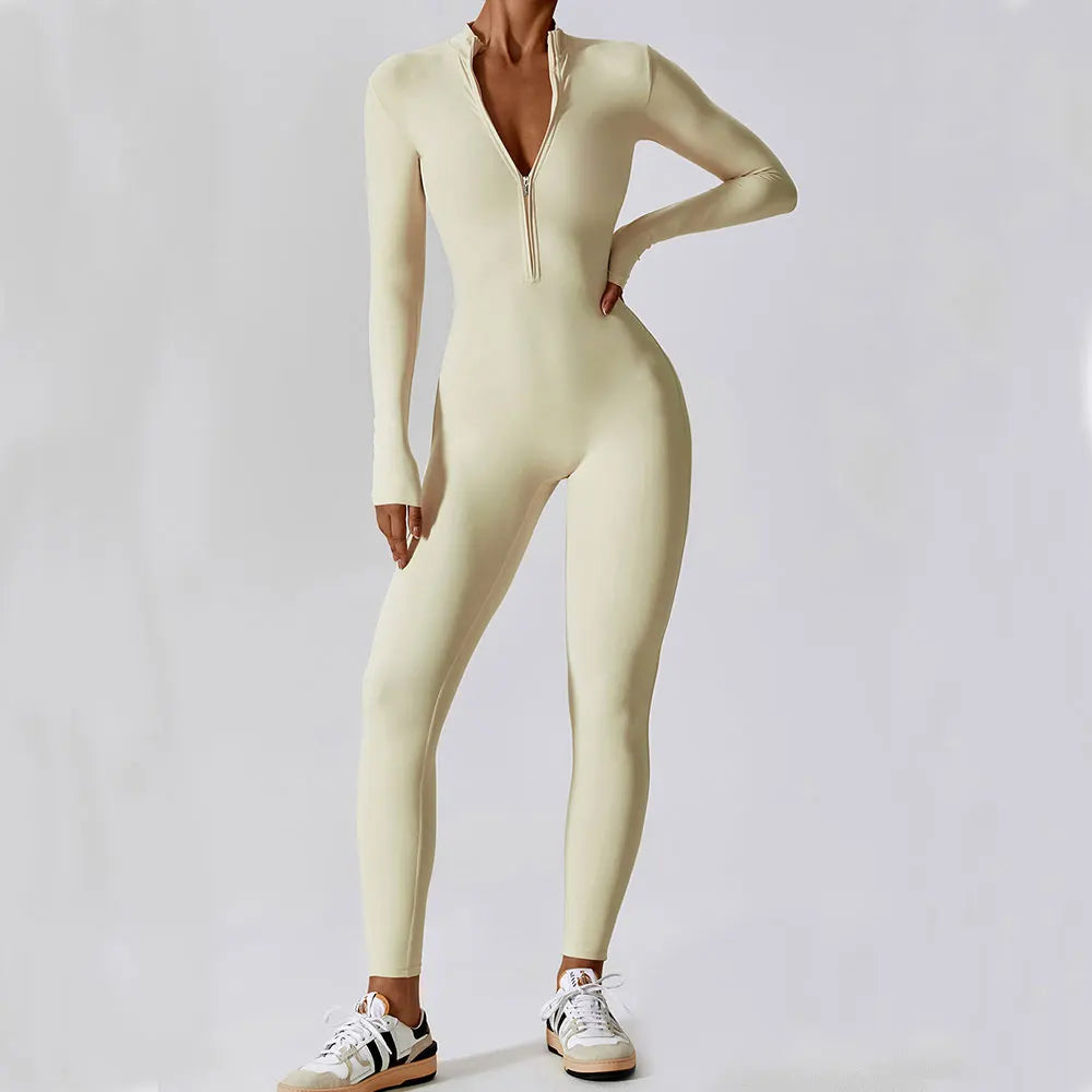 Yoga Jumpsuit Long Sleeved Zipper Rompers