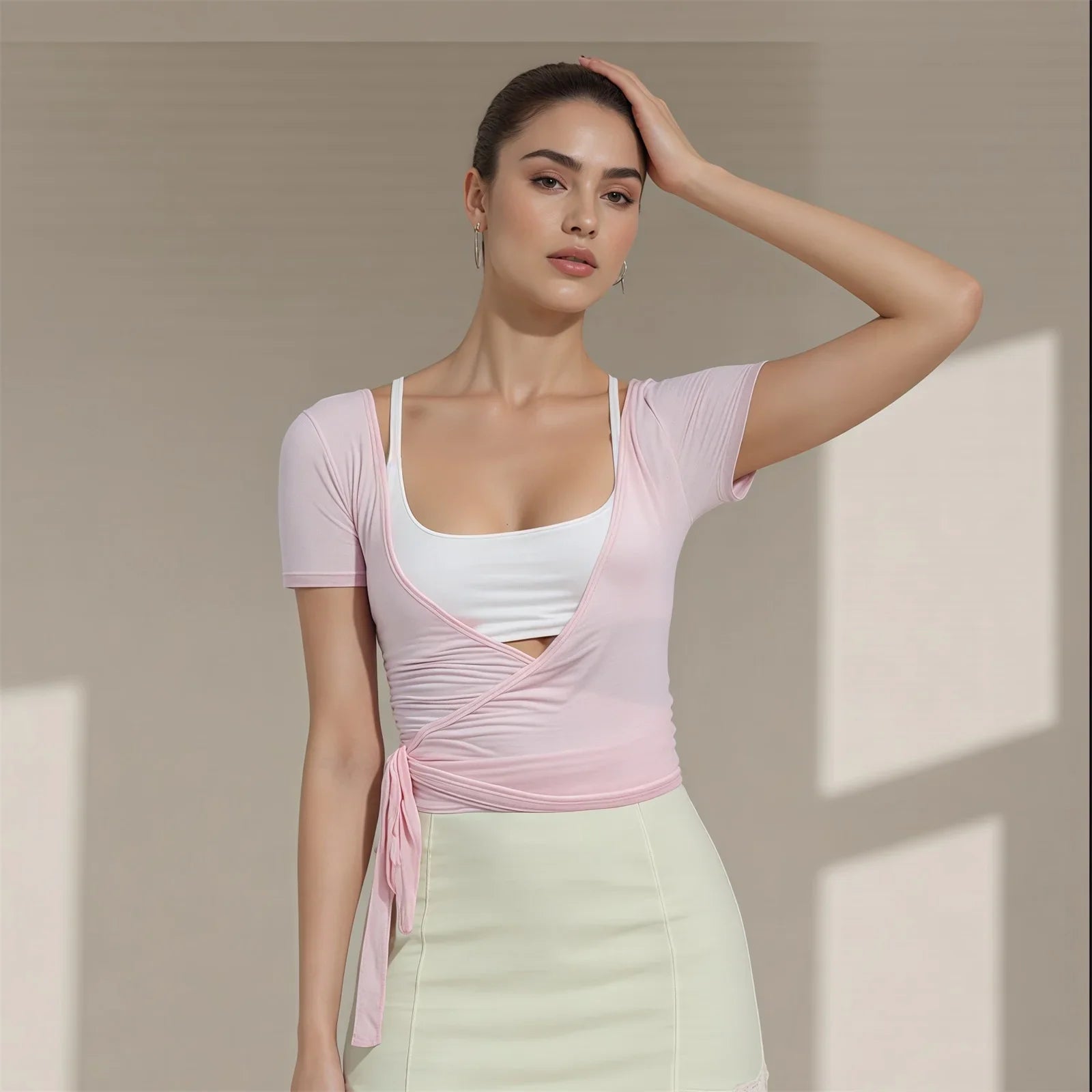 Chic Women's Athleisure V Neck Crop Top