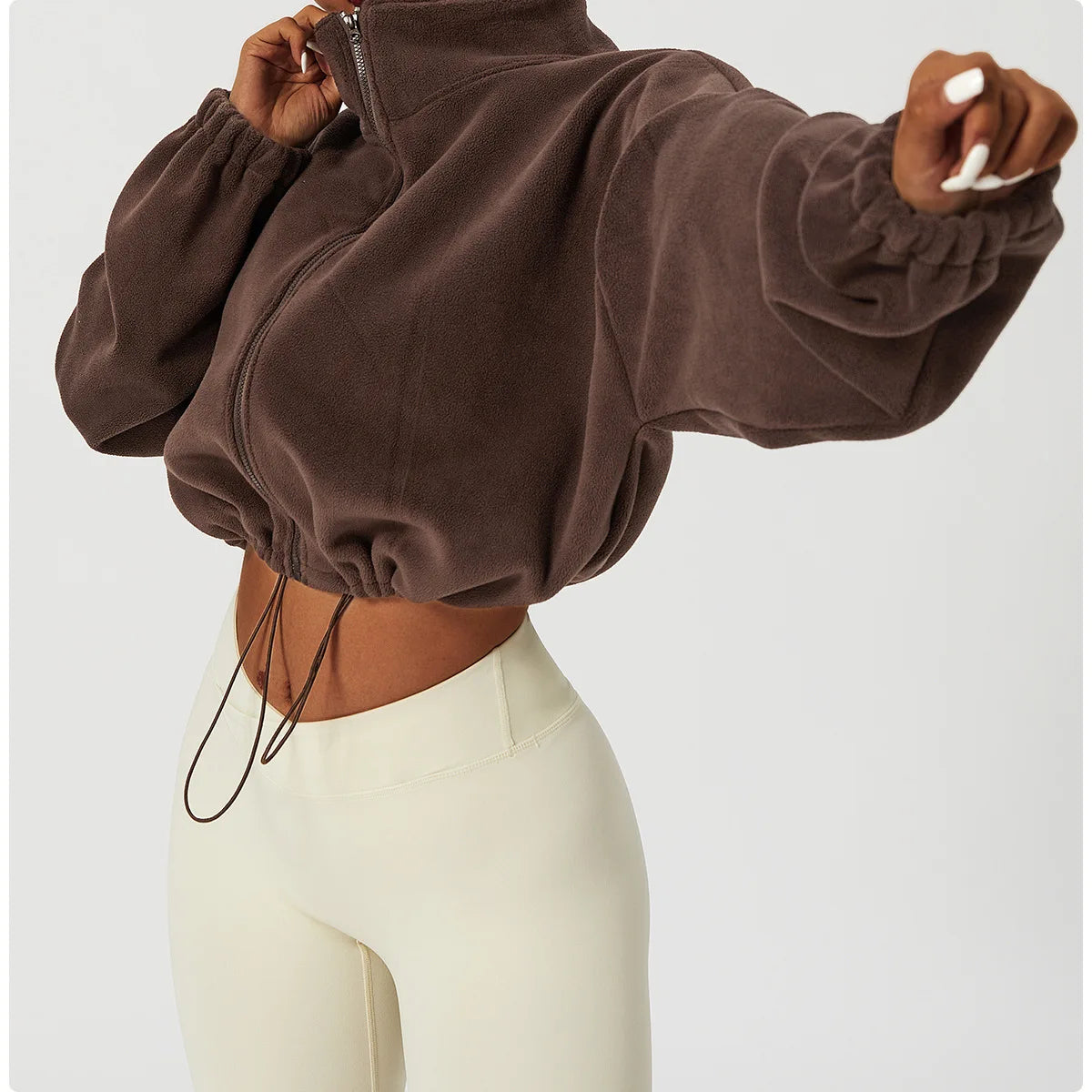PolarFleece Women's Zip Hoodie - Cozy Crop Top