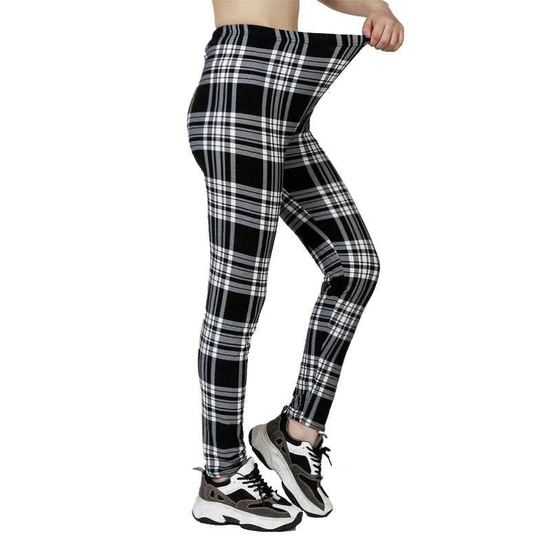 Women's Black & White Checkered Leggings