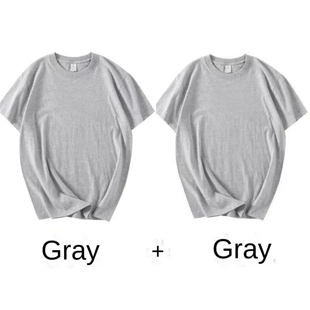 2-Pack Unisex Cotton White Loose Fit T-Shirts