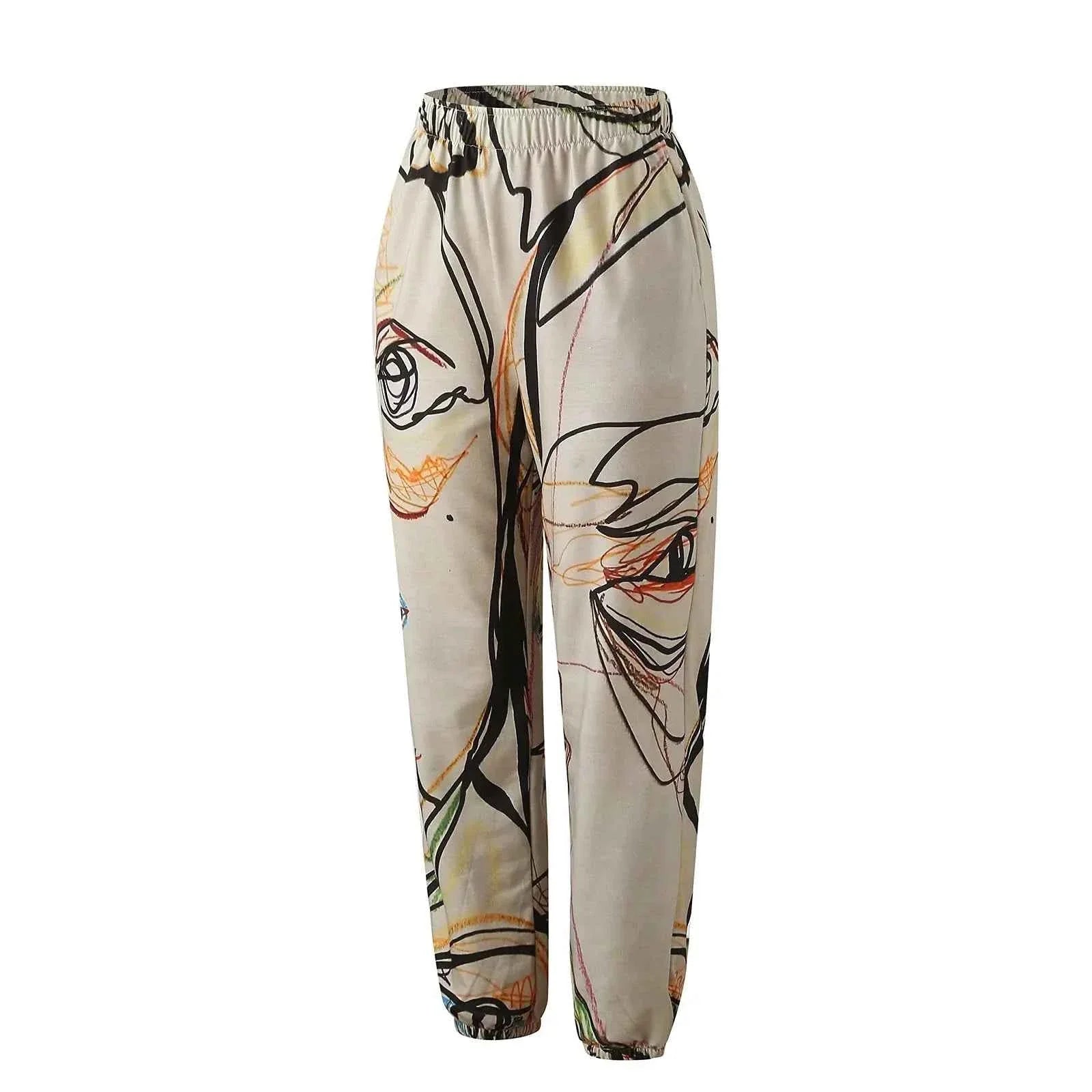 Graffiti Face Art Print Harem Pants with Pockets