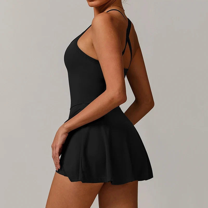 EcoSport Femme: V-Neck Tennis Dress w/ Bra & Shorts
