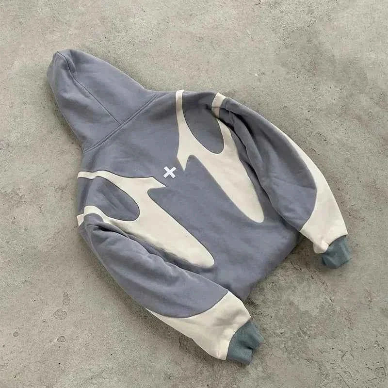 Y2K Devil Print Retro Zip Hoodie