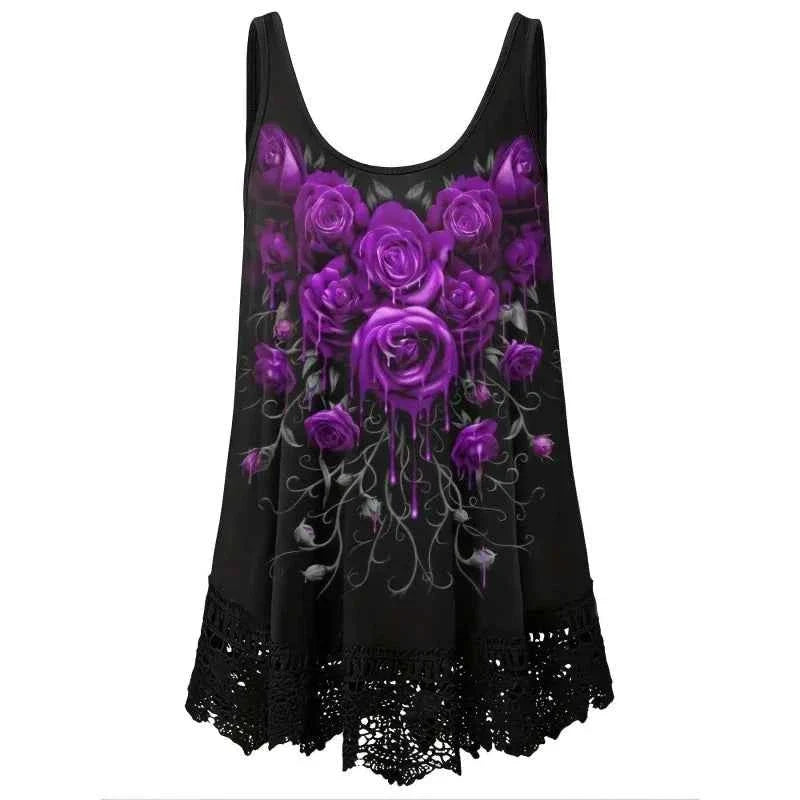 Plus Size Women's Lace Patchwork Sleeveless Vest