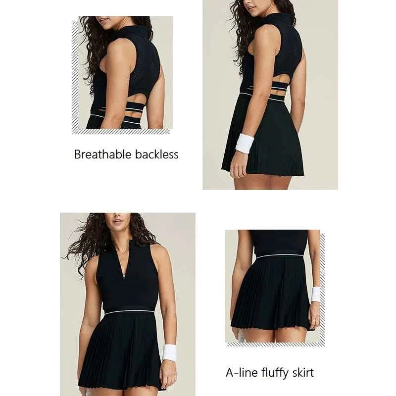 Women's Sleeveless Tennis Dress with Built-in Bra