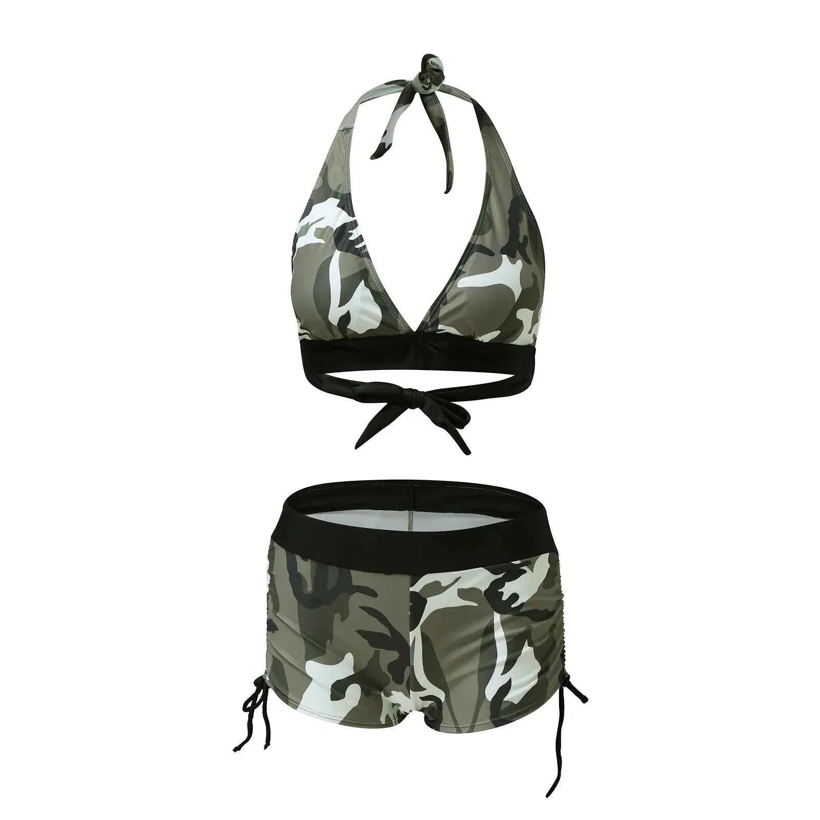 Camo Print Halter Two Piece Bikini Set