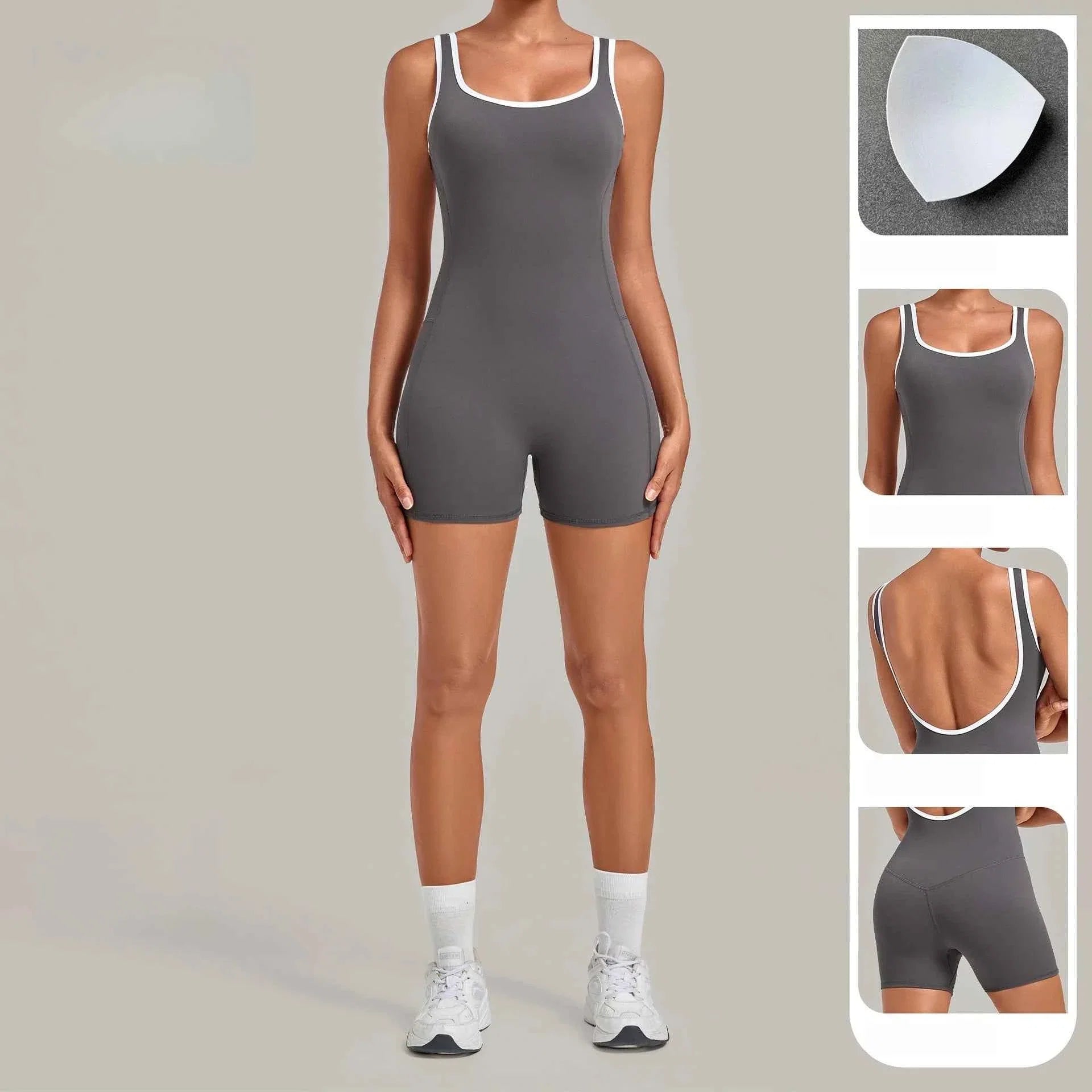 Women's Sleeveless Backless Gym Romper