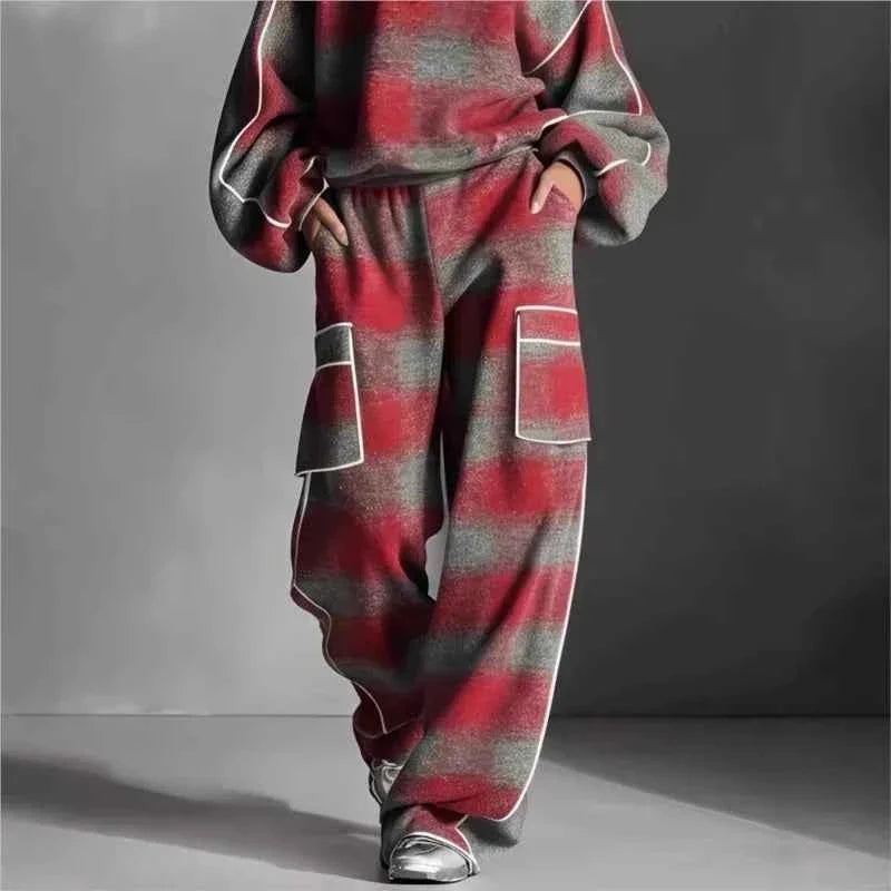 Women’s Plaid Oversized Tracksuit 2 Piece Set