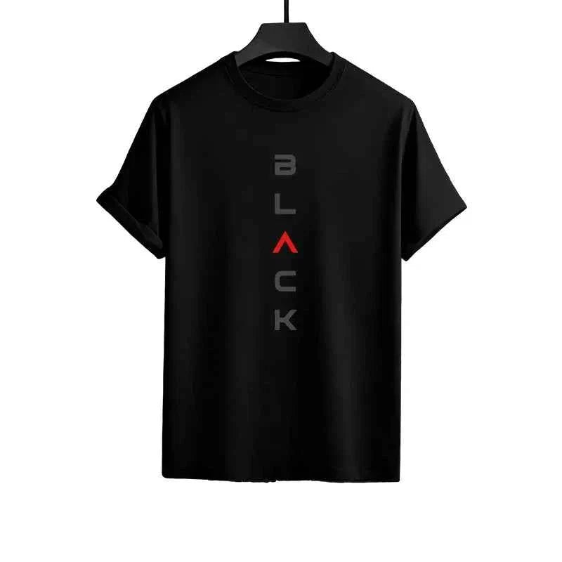 Men's Black Letter Print Summer Short Set