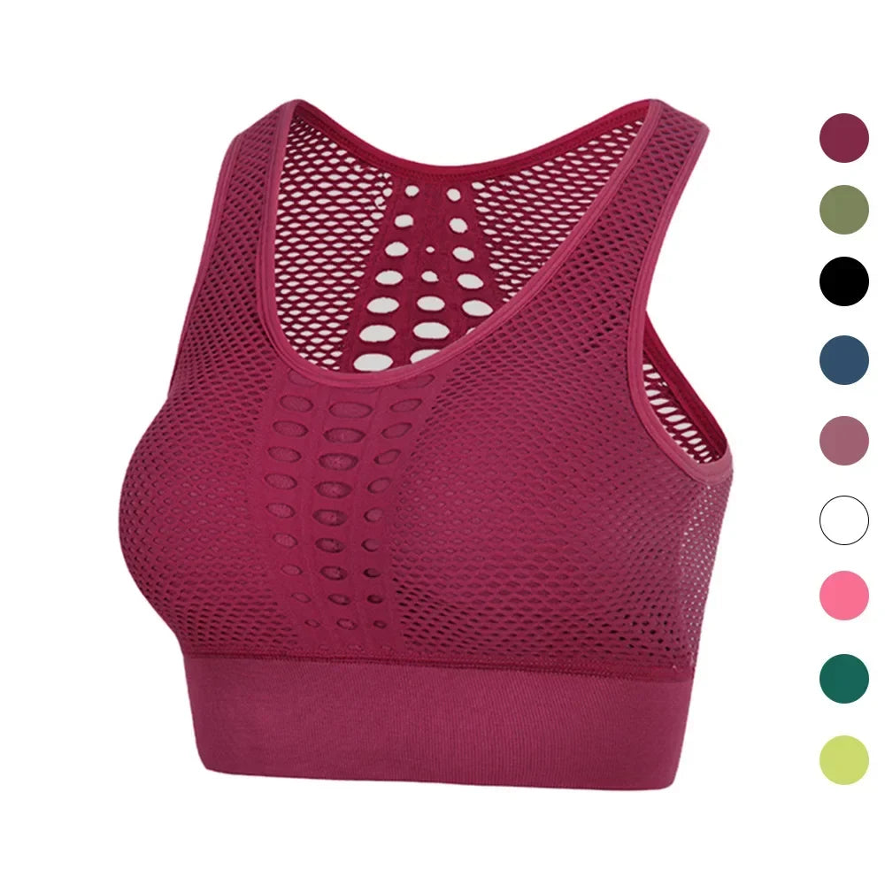Seamless Mesh Women's Sports Bra Yoga Top