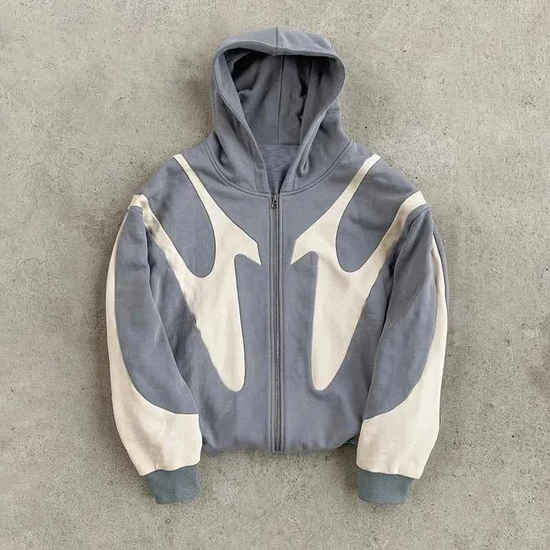 Y2K Devil Print Retro Zip Hoodie