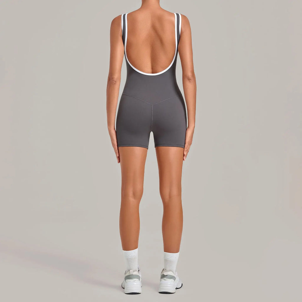 Women's Sleeveless Backless Gym Romper