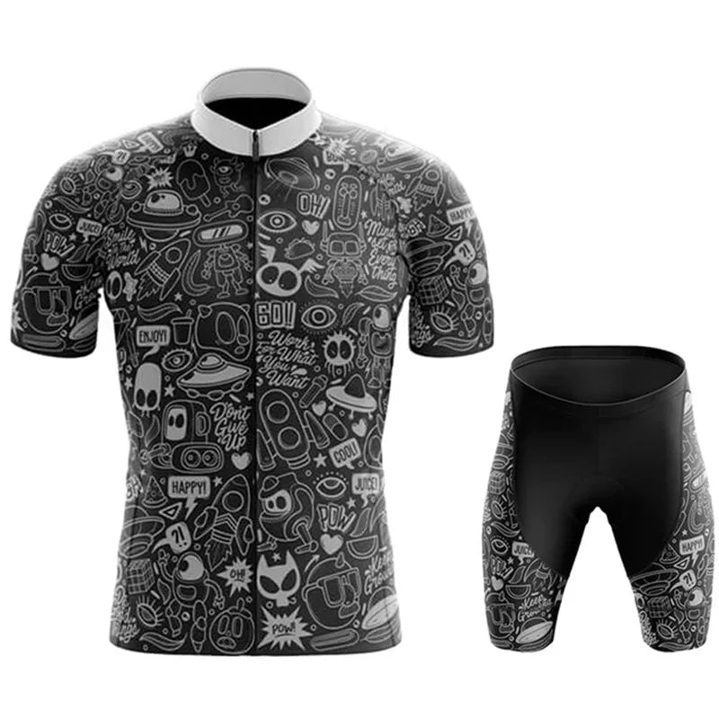 Men's Cartoon Team Cycling Jersey & Bib Set