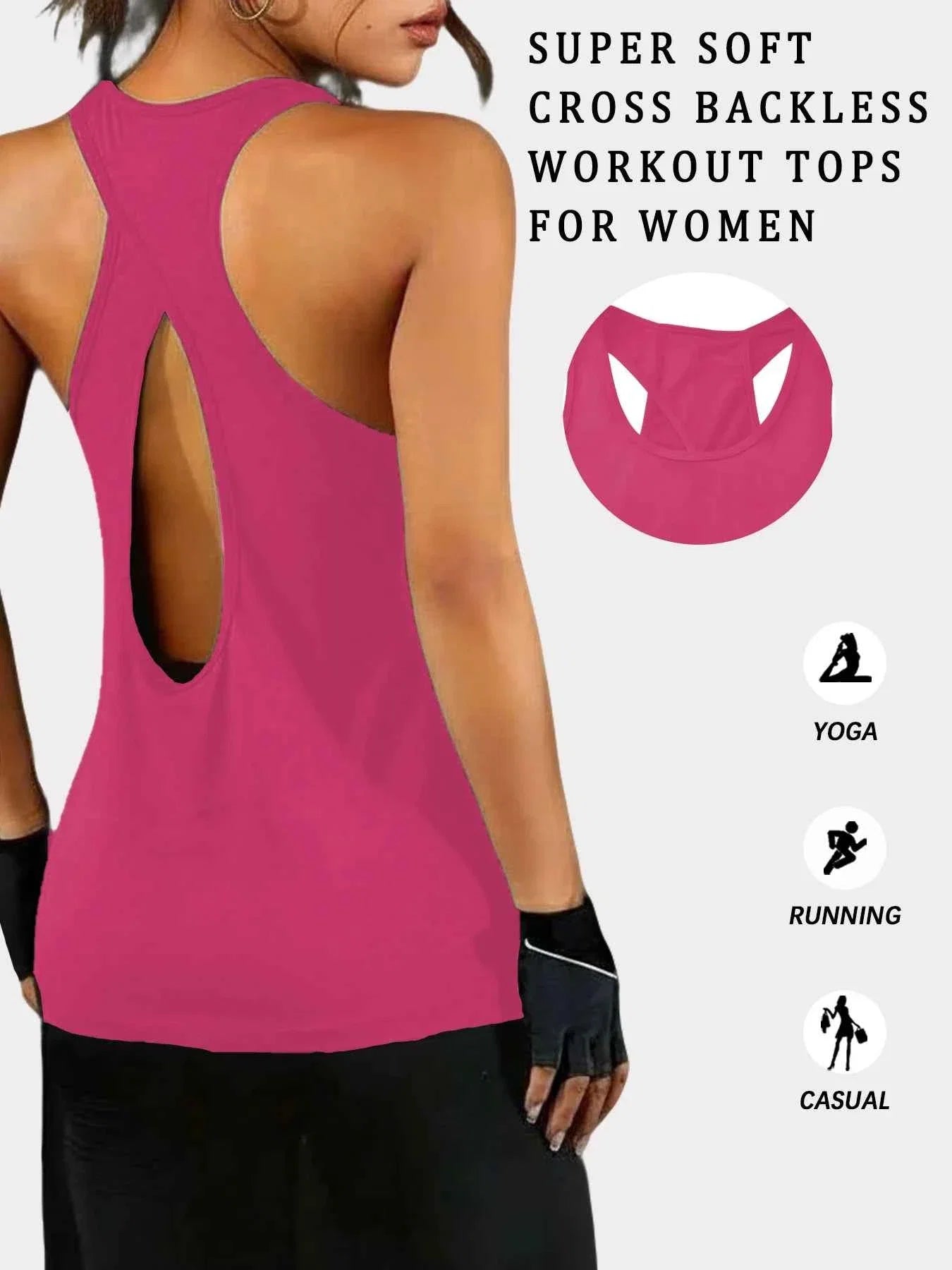 Super Soft Cross Backless Racerback Yoga Tops