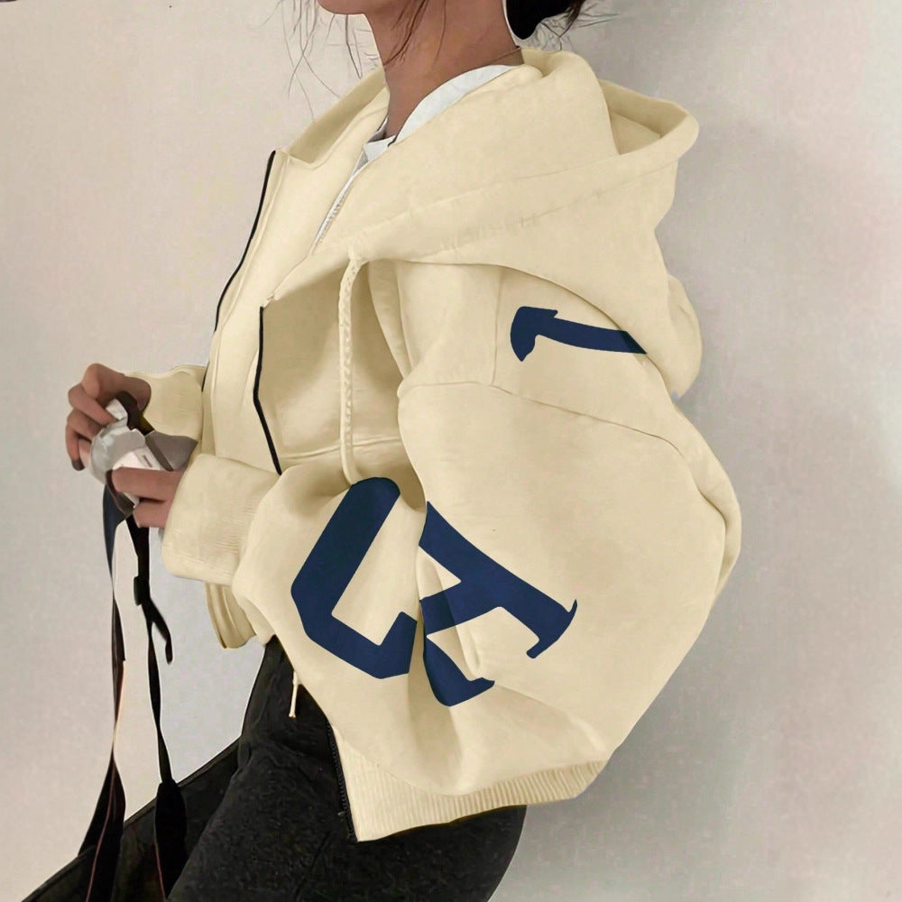 Women's Relaxed Fit Long-Sleeve Zip-Up Sweatshirt