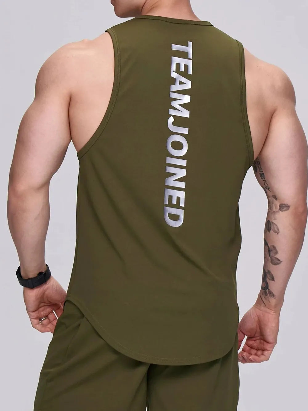 Men's Plus Size Letter Round Neck Active Tank