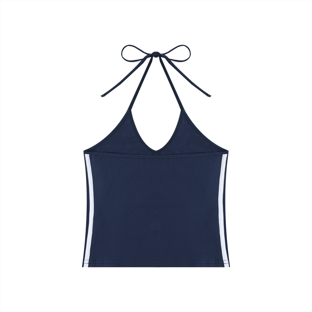 Loki & Ivy Women's Color Block Halter Crop Tank Top