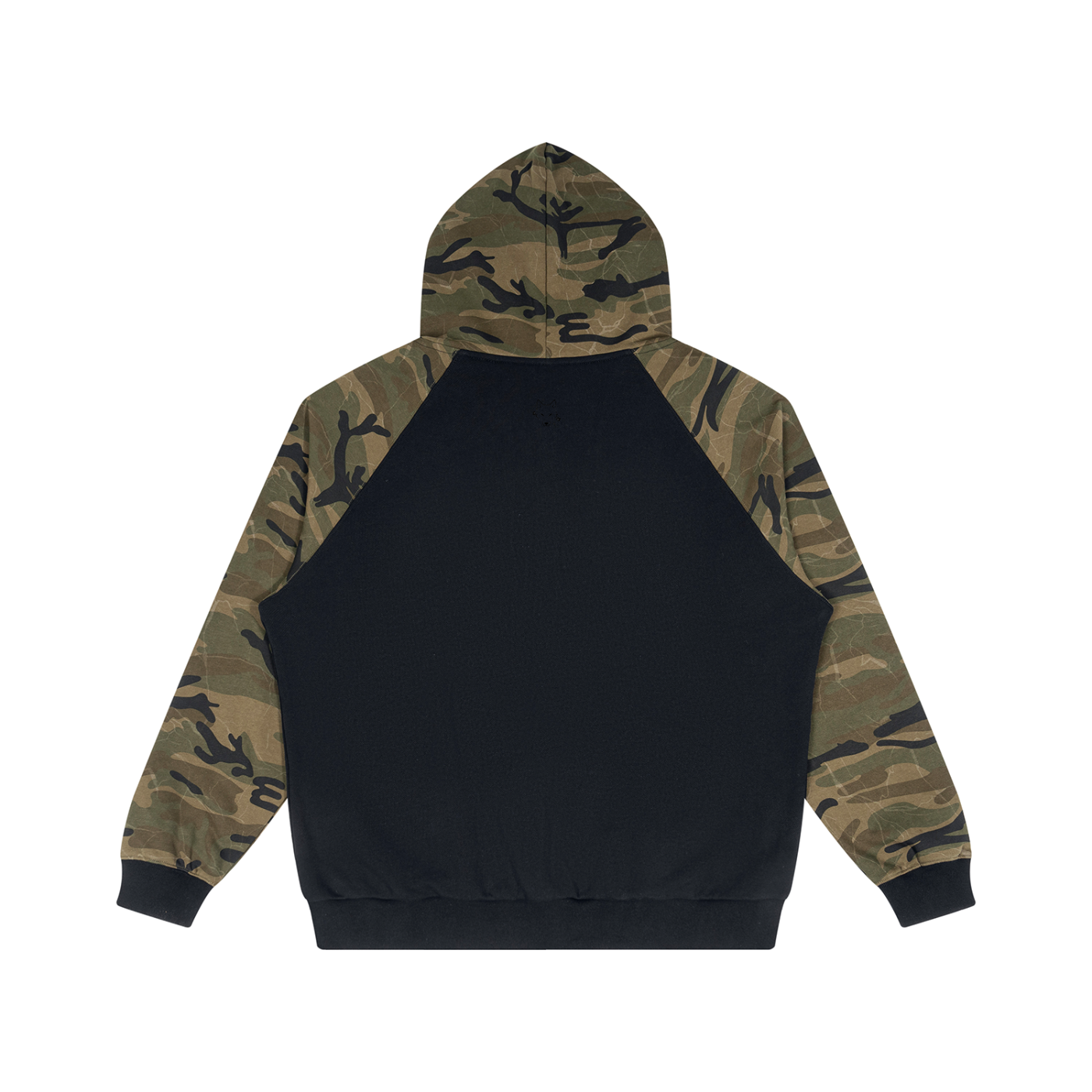 Streetwear Unisex Camo-Splice Raglan Zip Hoodie