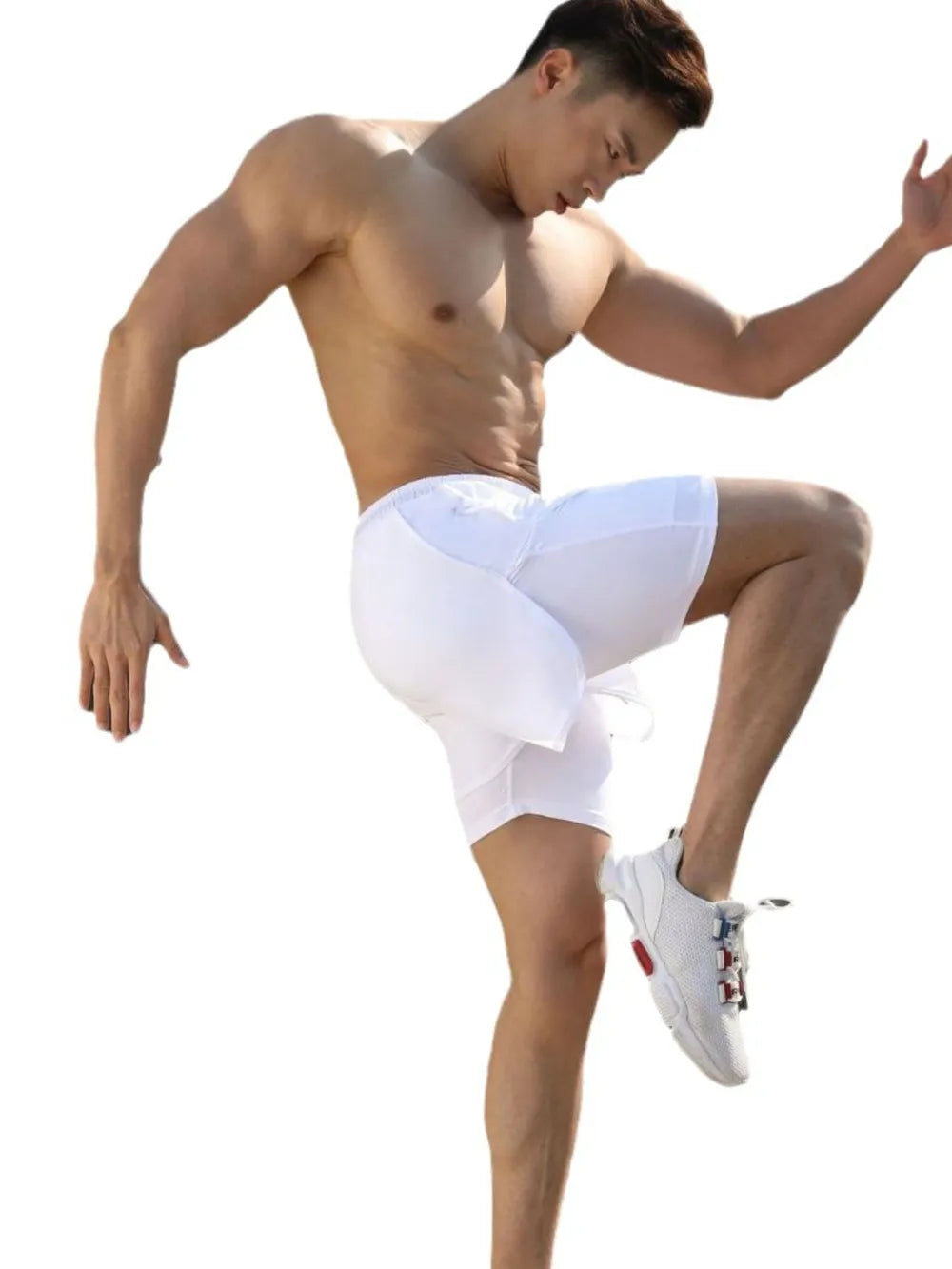 Men's Drawstring Active Shorts with Built-In Compression Liner