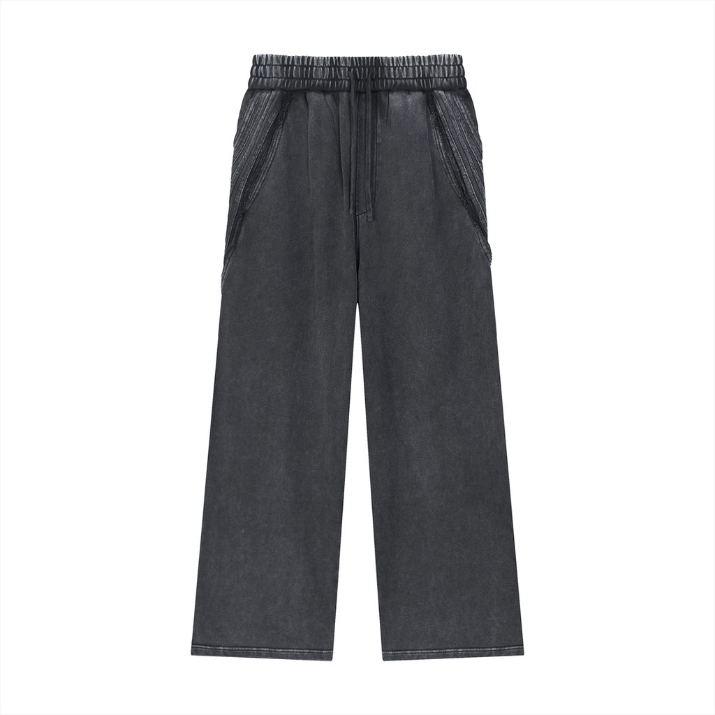 Loki & Ivy Snow Washed Tape Raw Edge Sweatpants