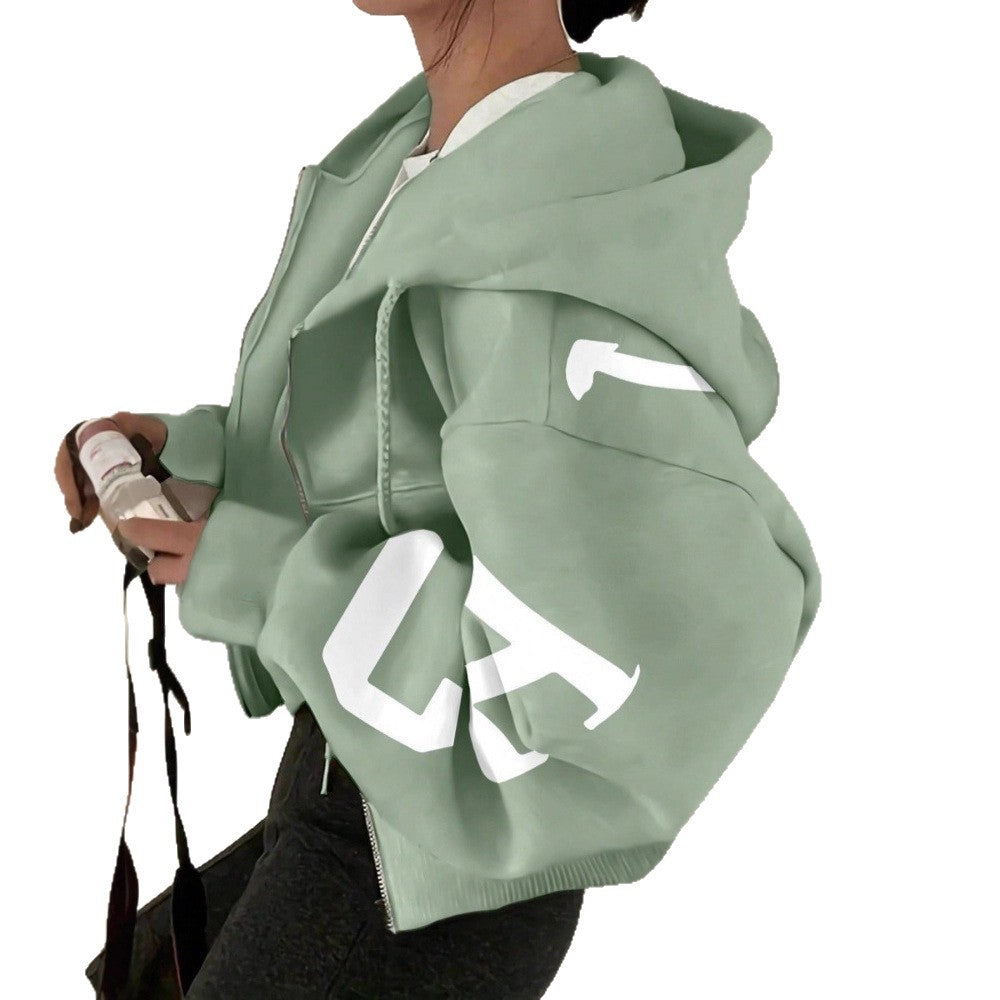 Women's Relaxed Fit Long-Sleeve Zip-Up Sweatshirt