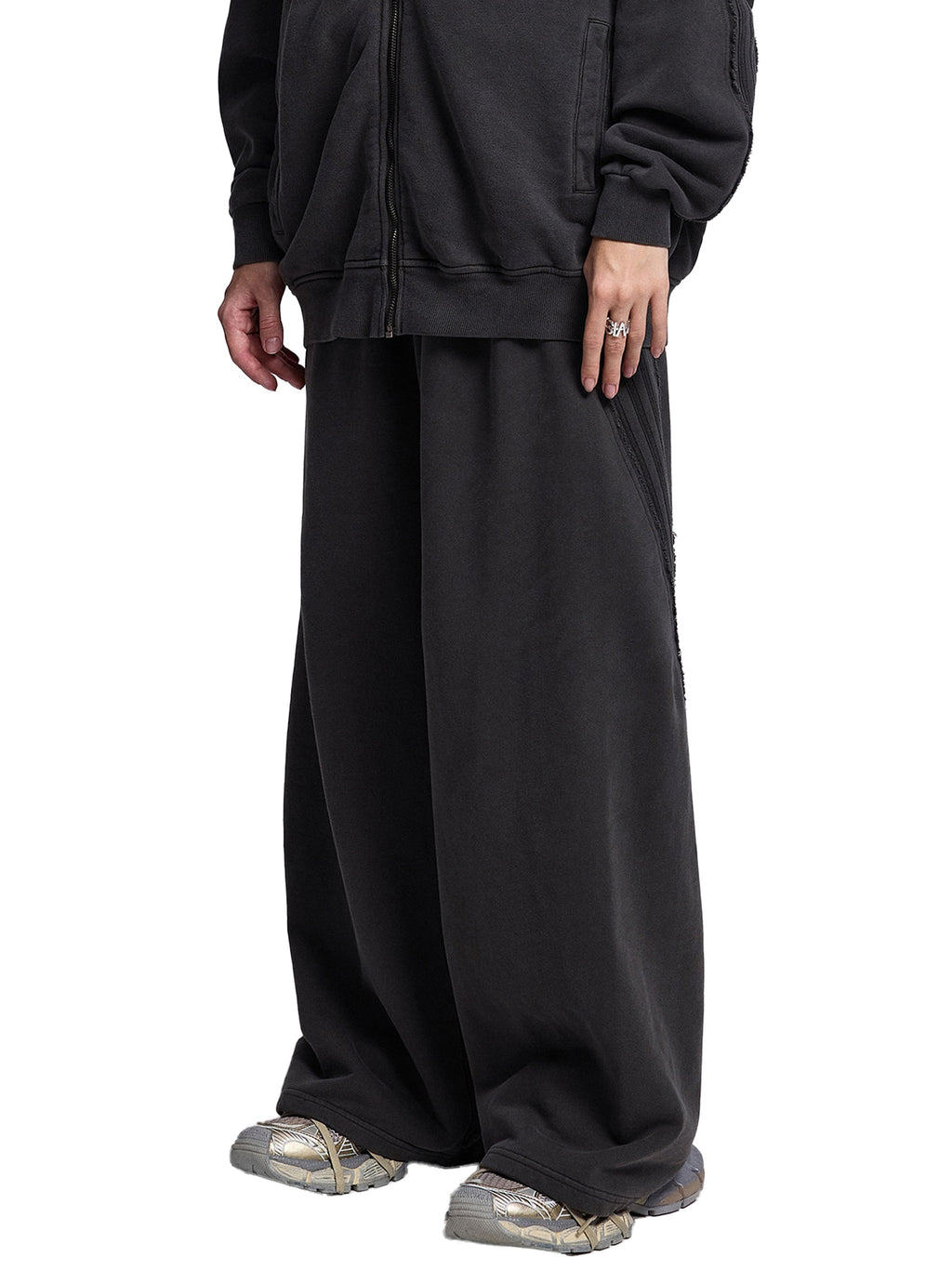 Loki & Ivy Snow Washed Tape Raw Edge Sweatpants