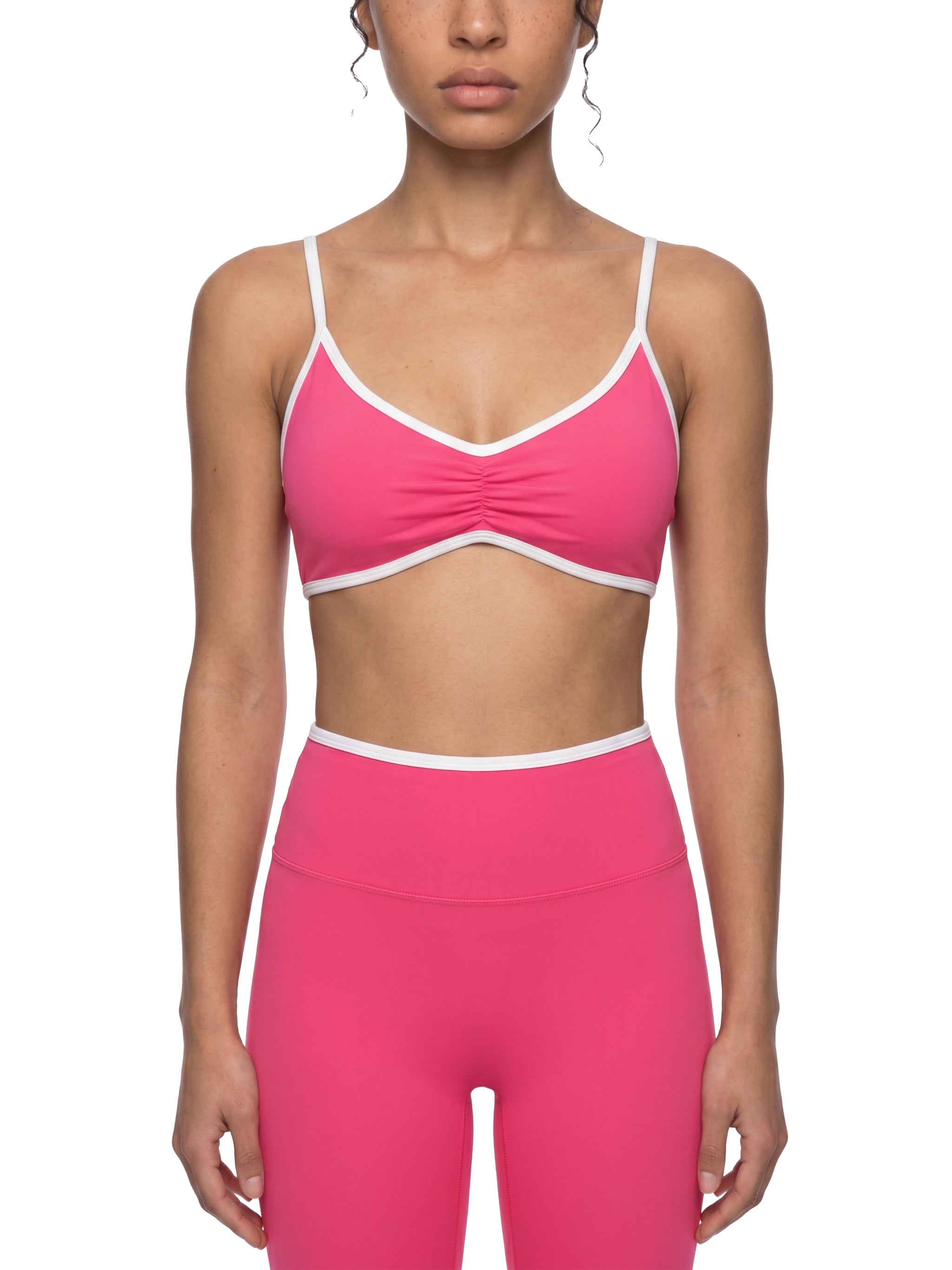 Loki & Ivy Color Block Ruched V-Neck Sports Bra