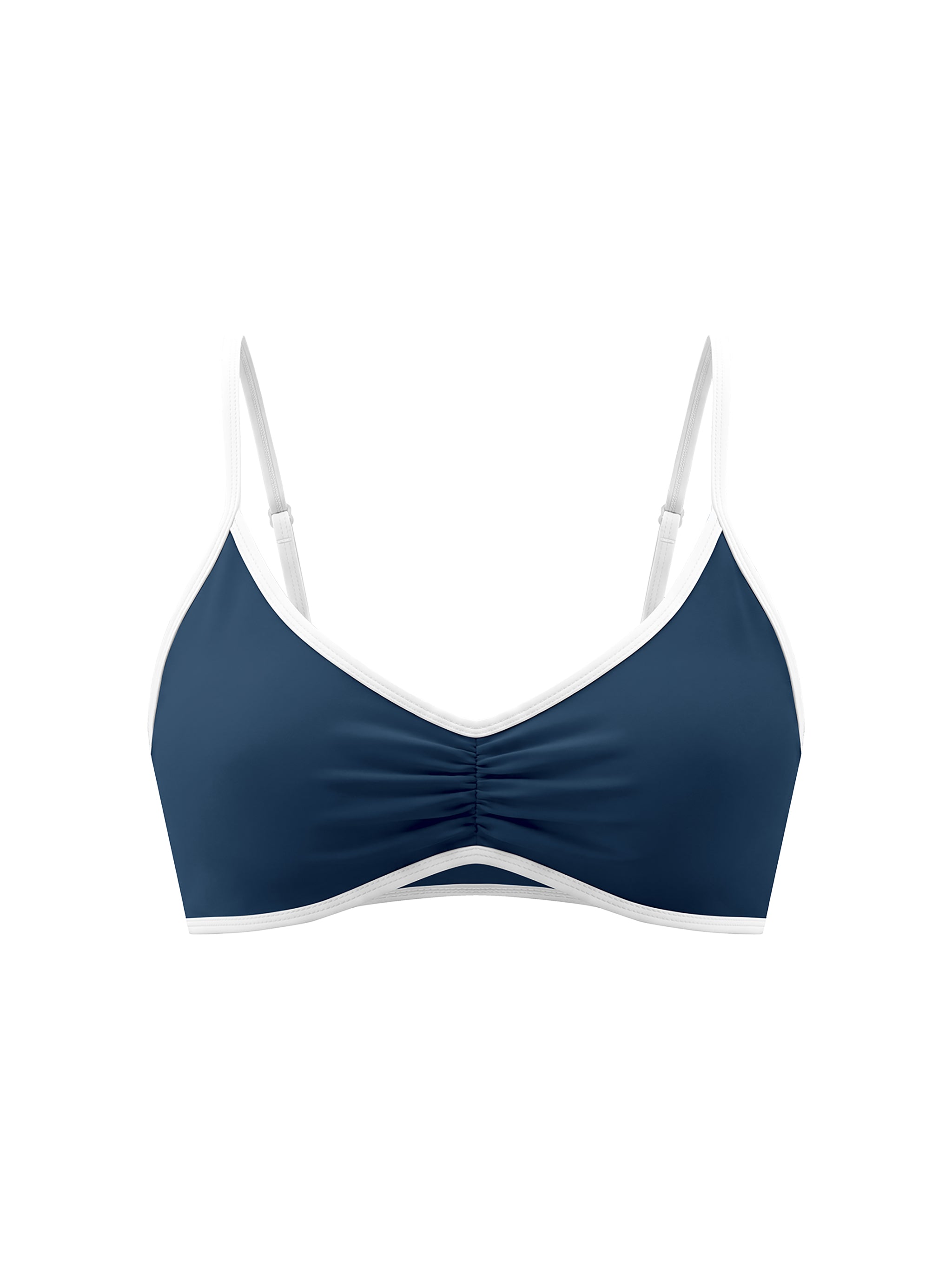 Loki & Ivy Color Block Ruched V-Neck Sports Bra