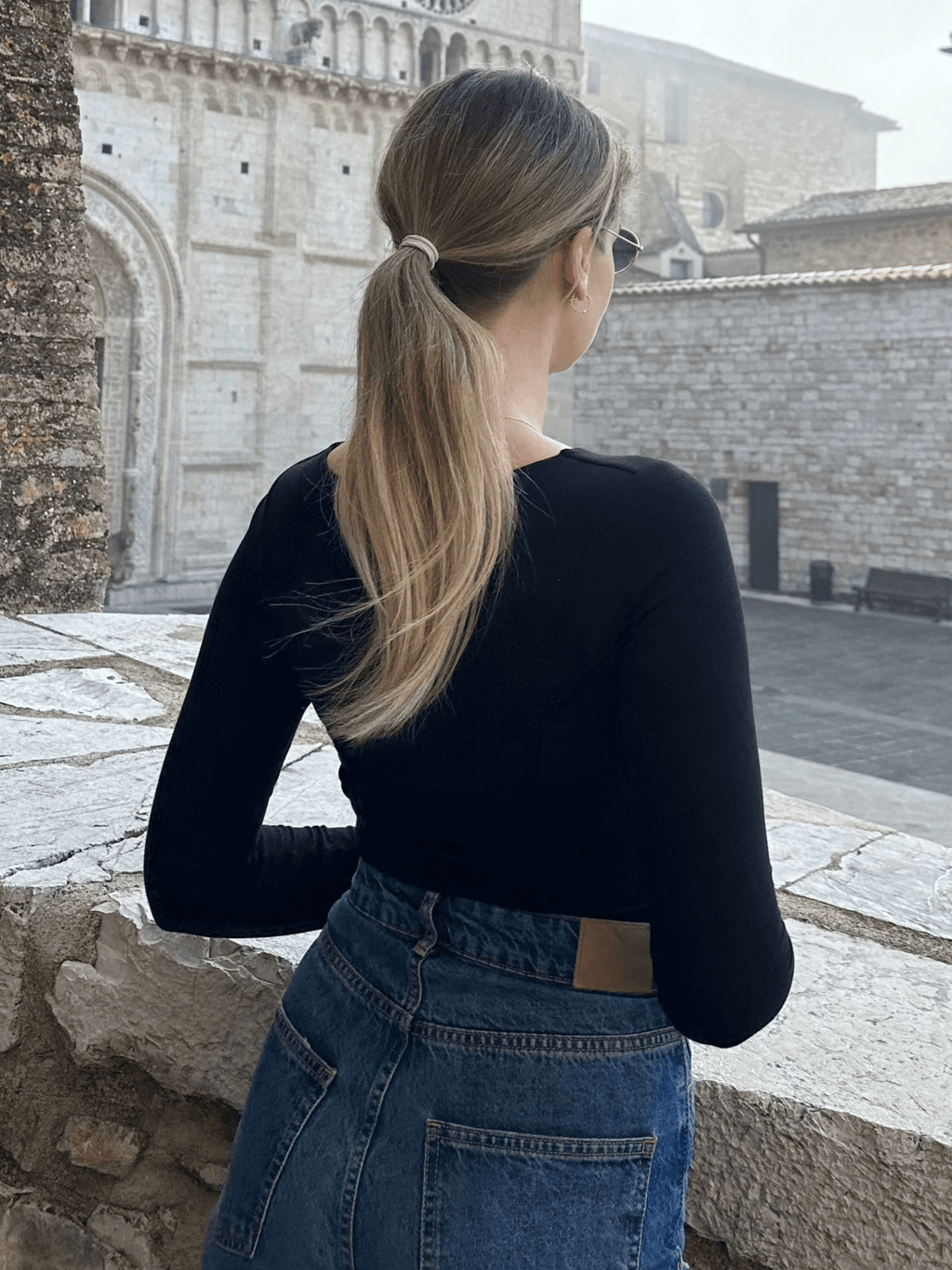 Whitney Cotton Long Sleeve Cutout Twist Bodysuit