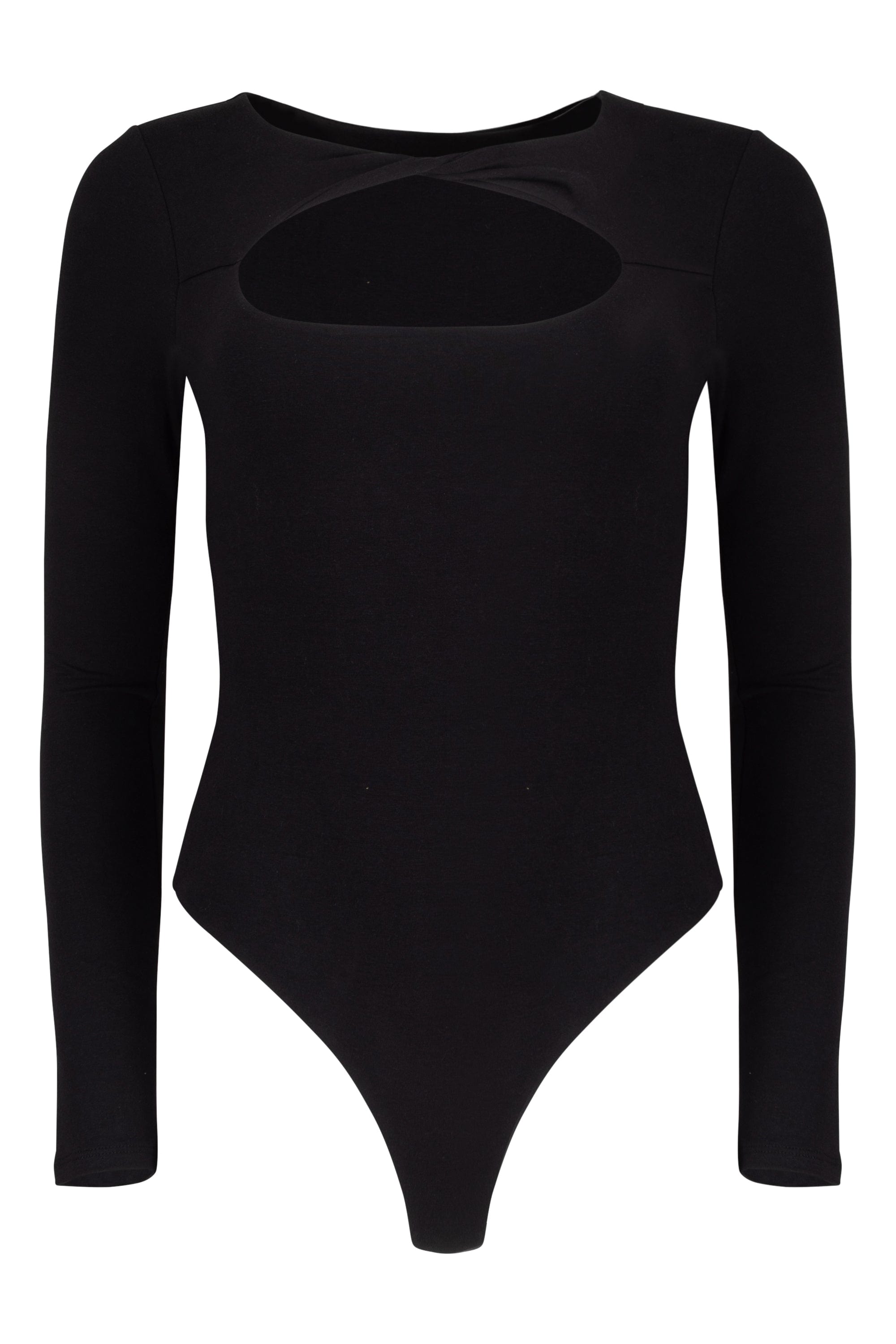 Whitney Cotton Long Sleeve Cutout Twist Bodysuit