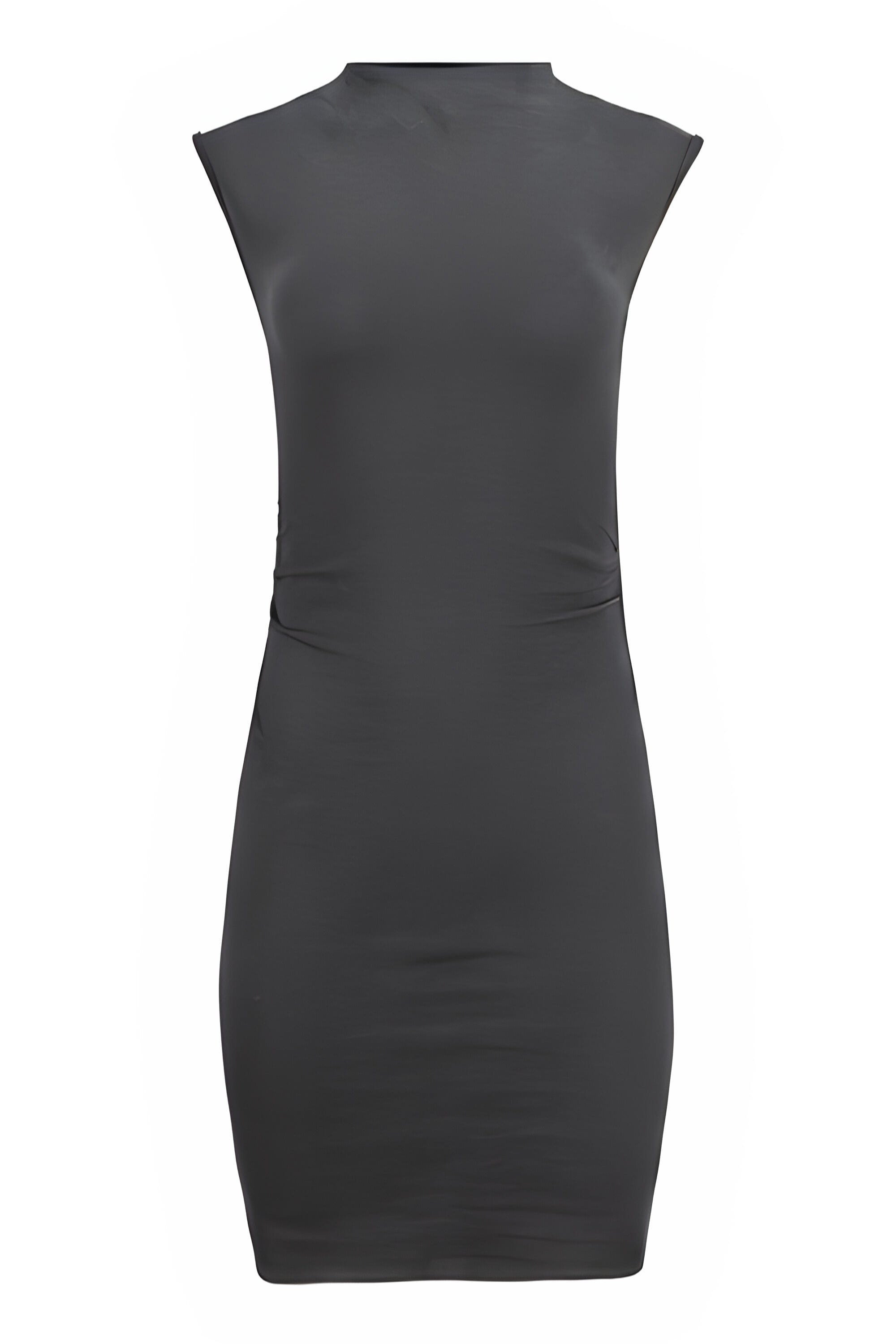 Kara Cotton Mock Neck Ruched Mini Dress