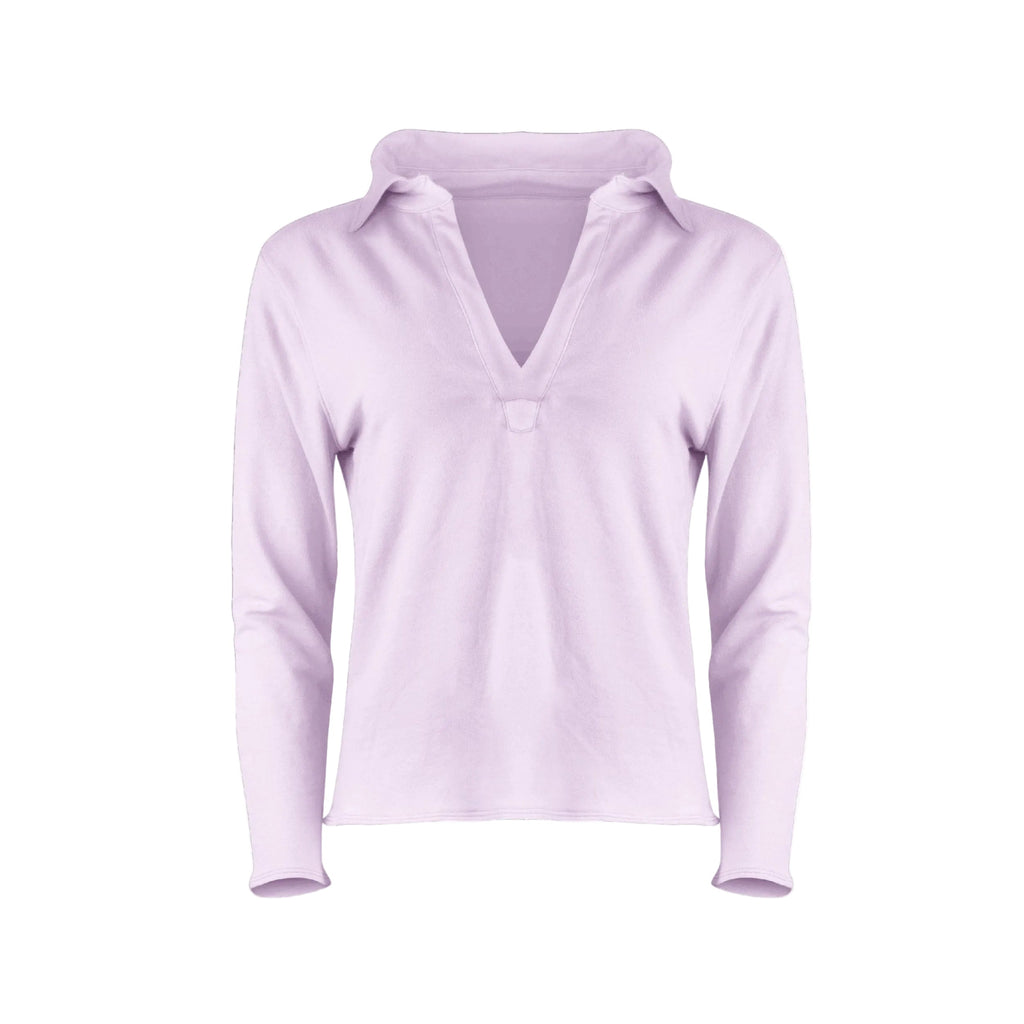 Khloe Cotton V-Neck Henley - Quartz