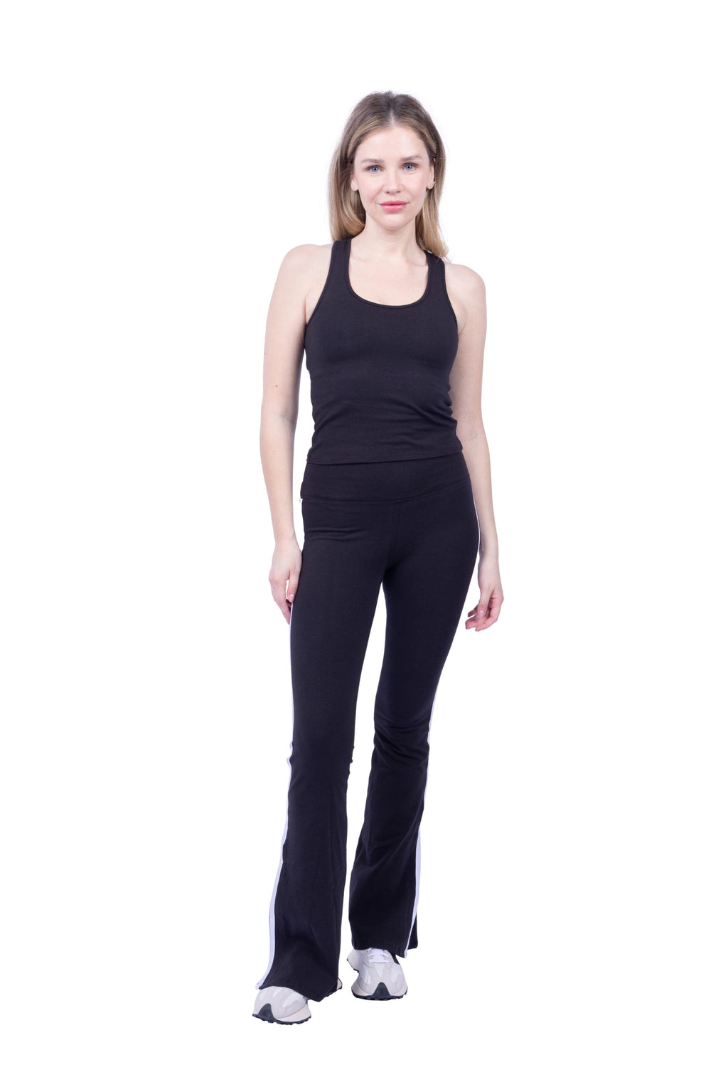 Ella Organic Cotton High-Rise Flare Stripe Leggings