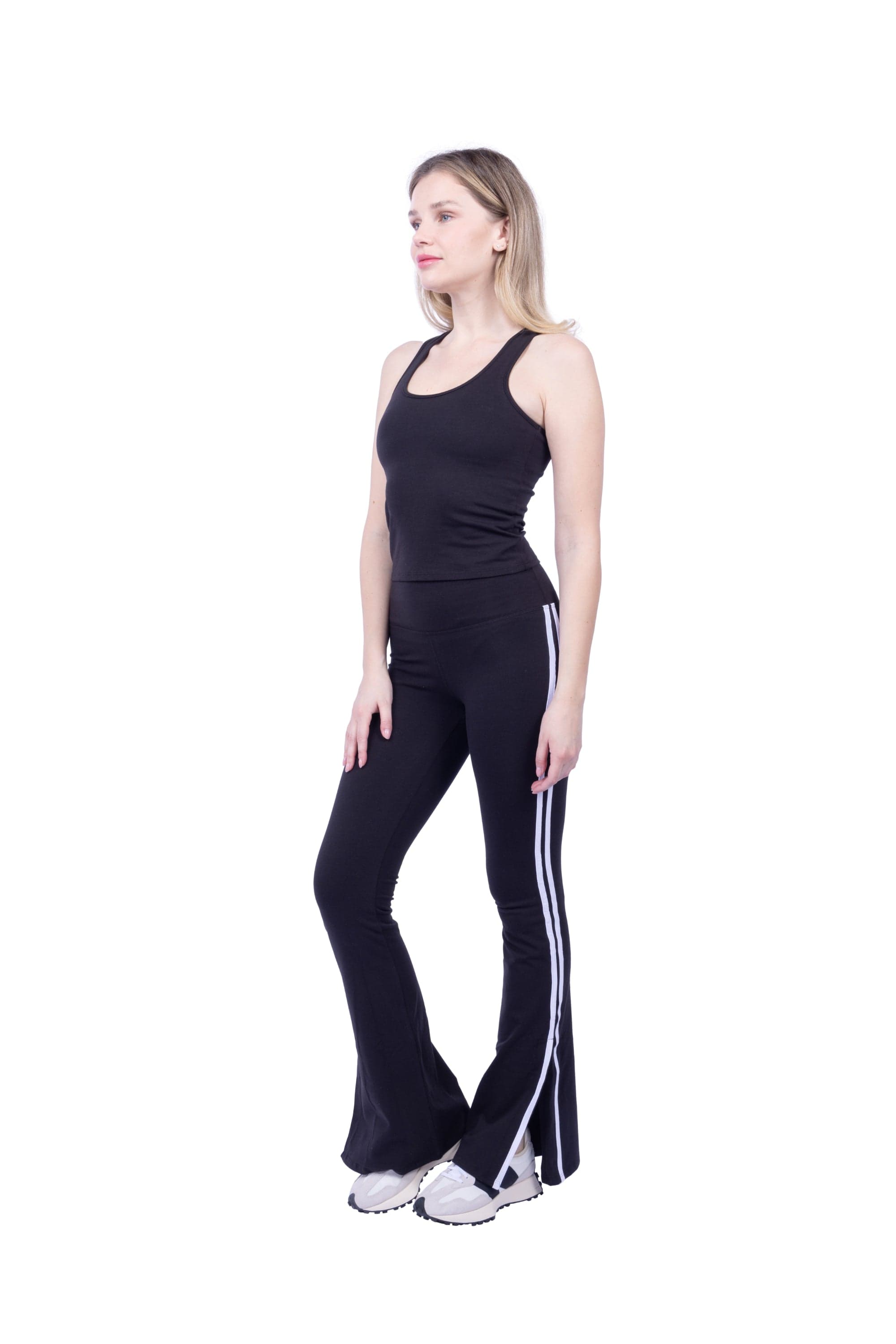 Ella Organic Cotton High-Rise Flare Stripe Leggings