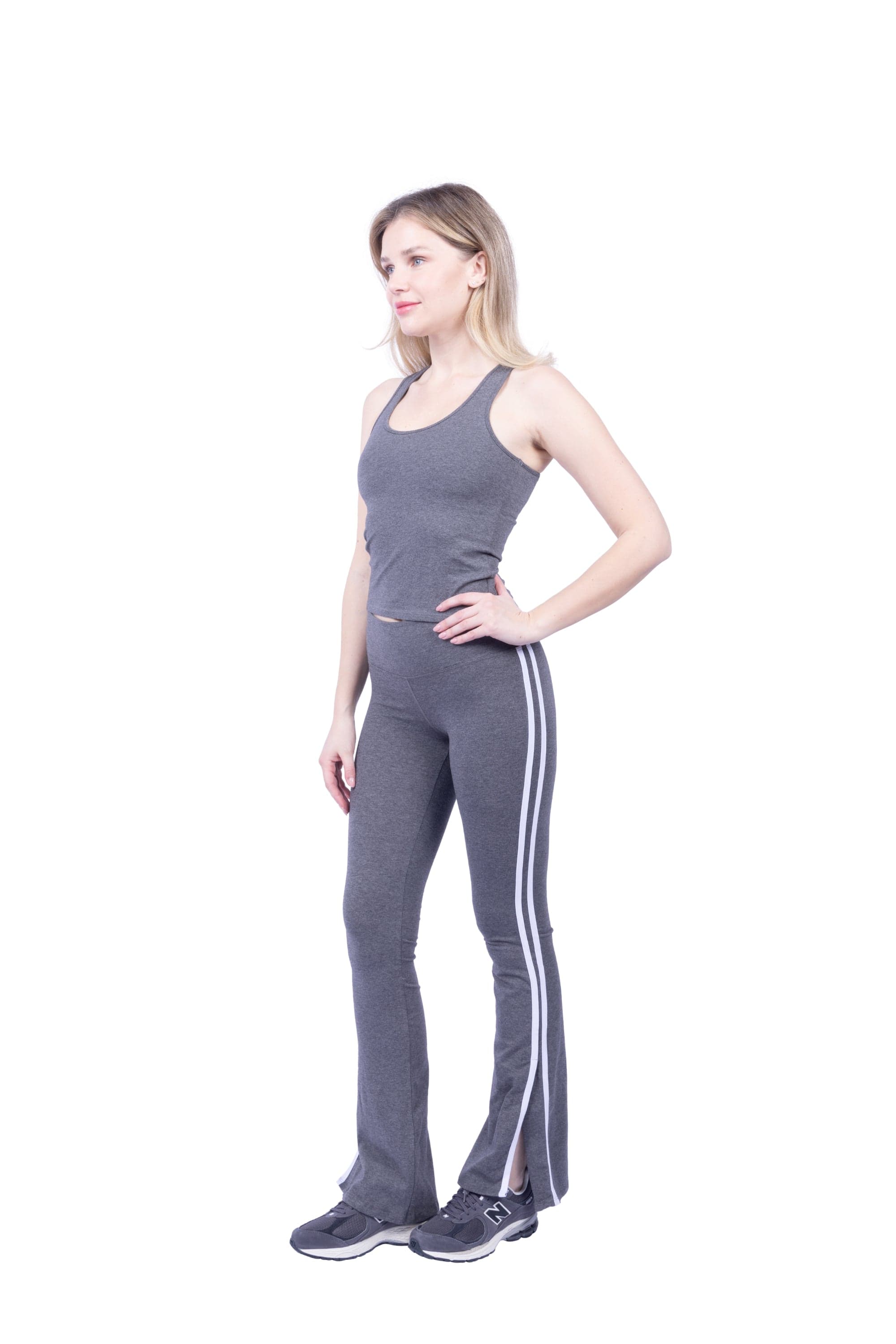 Ella Organic Cotton High-Rise Flare Stripe Leggings