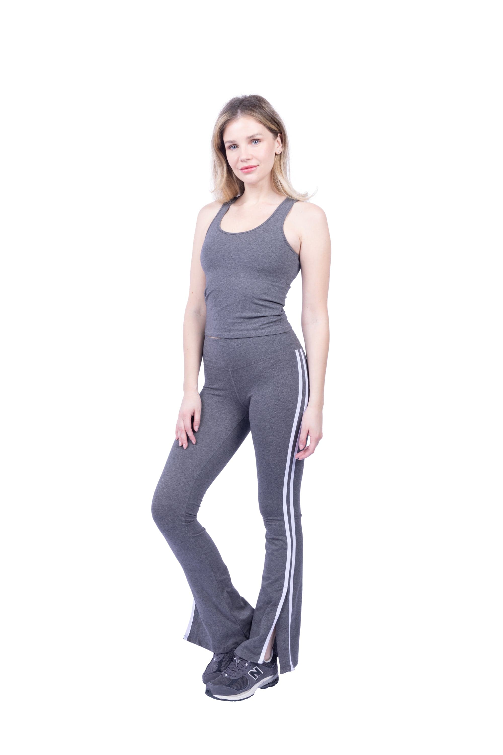 Ella Organic Cotton High-Rise Flare Stripe Leggings