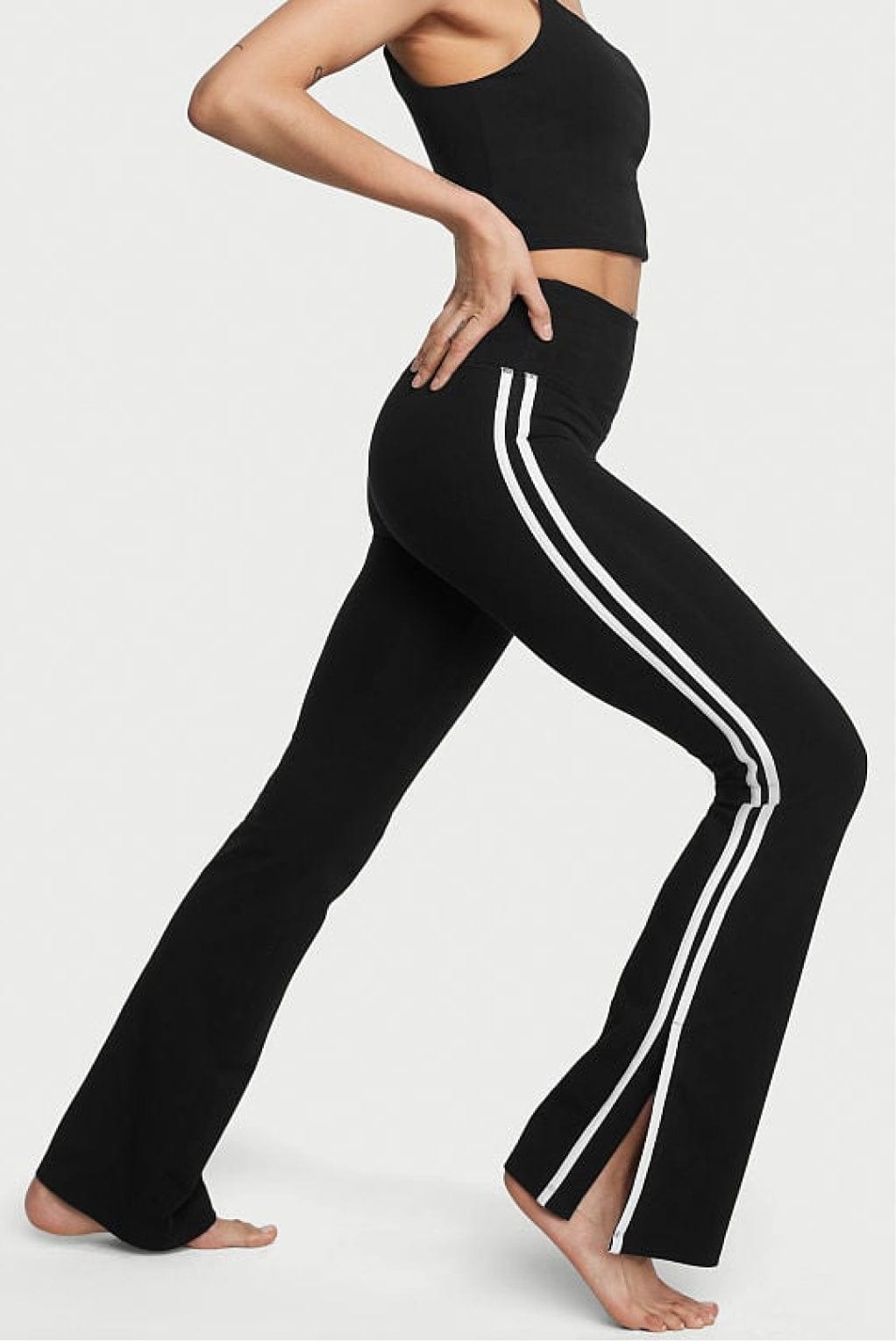 Ella Organic Cotton High-Rise Flare Stripe Leggings