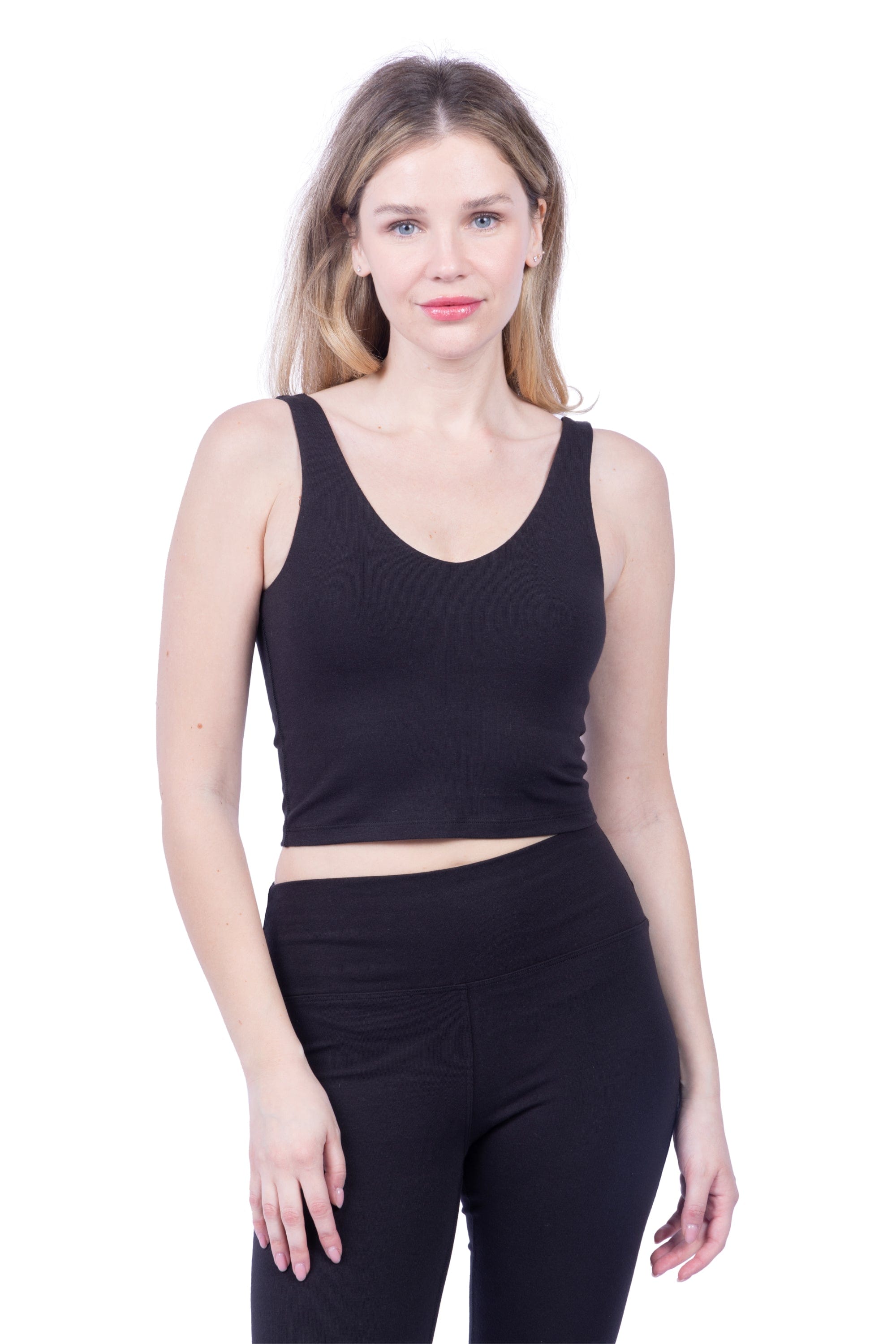 V Neck Organic Cotton Crop Tank
