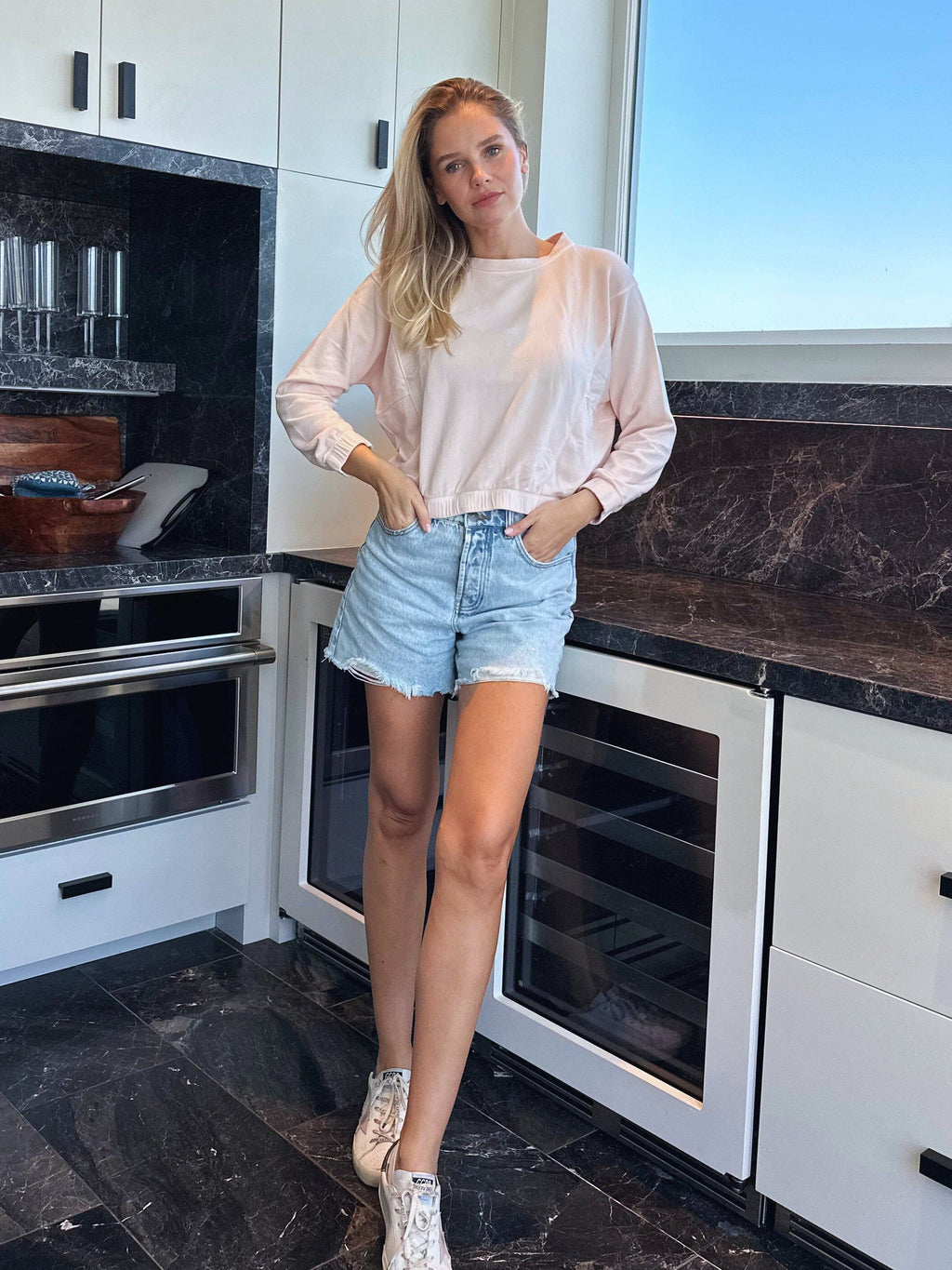 Ivy Boxy Cropped Modal Pullover - Rose Quartz