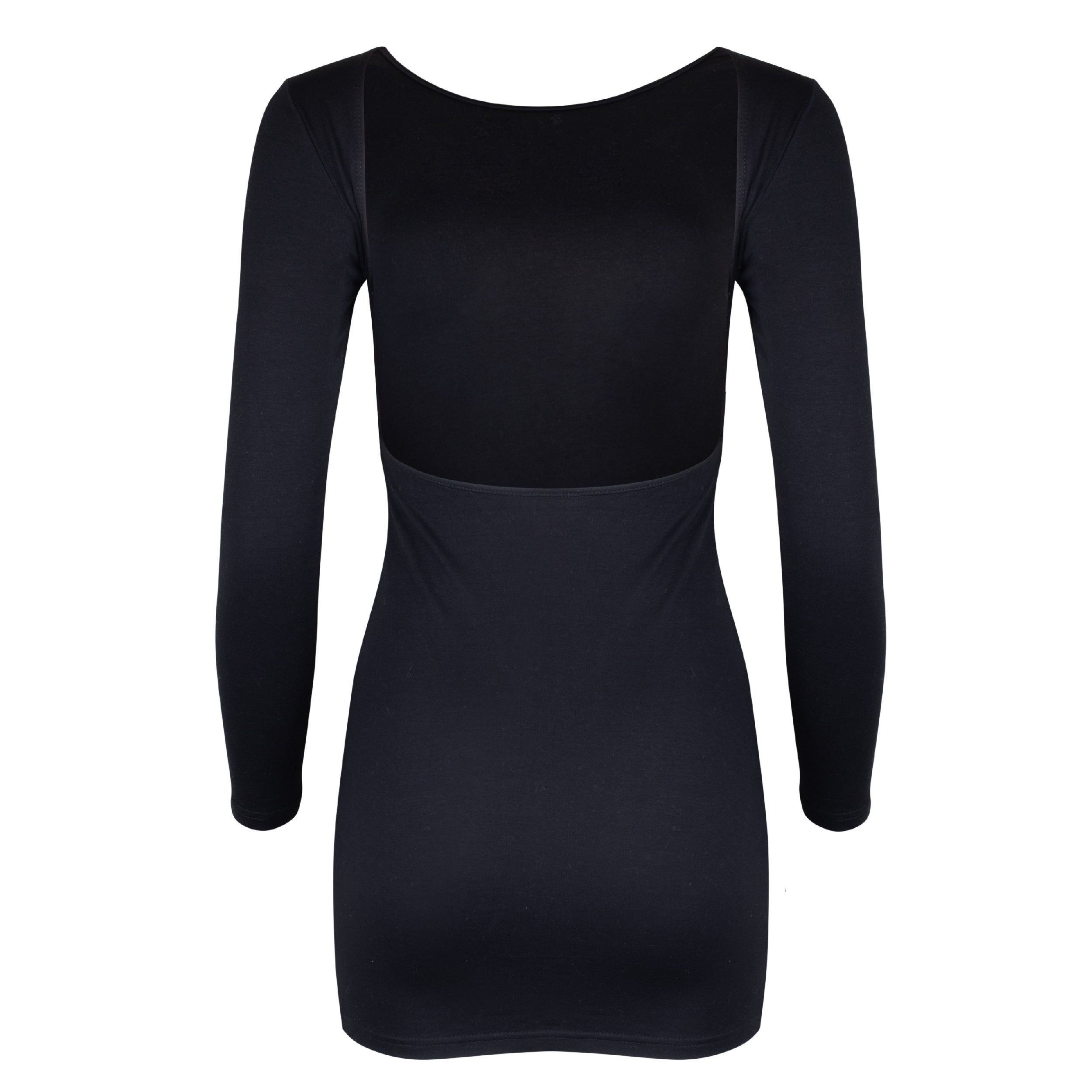 Jenna Long Sleeve Open Back Cotton Mini Dress - Black