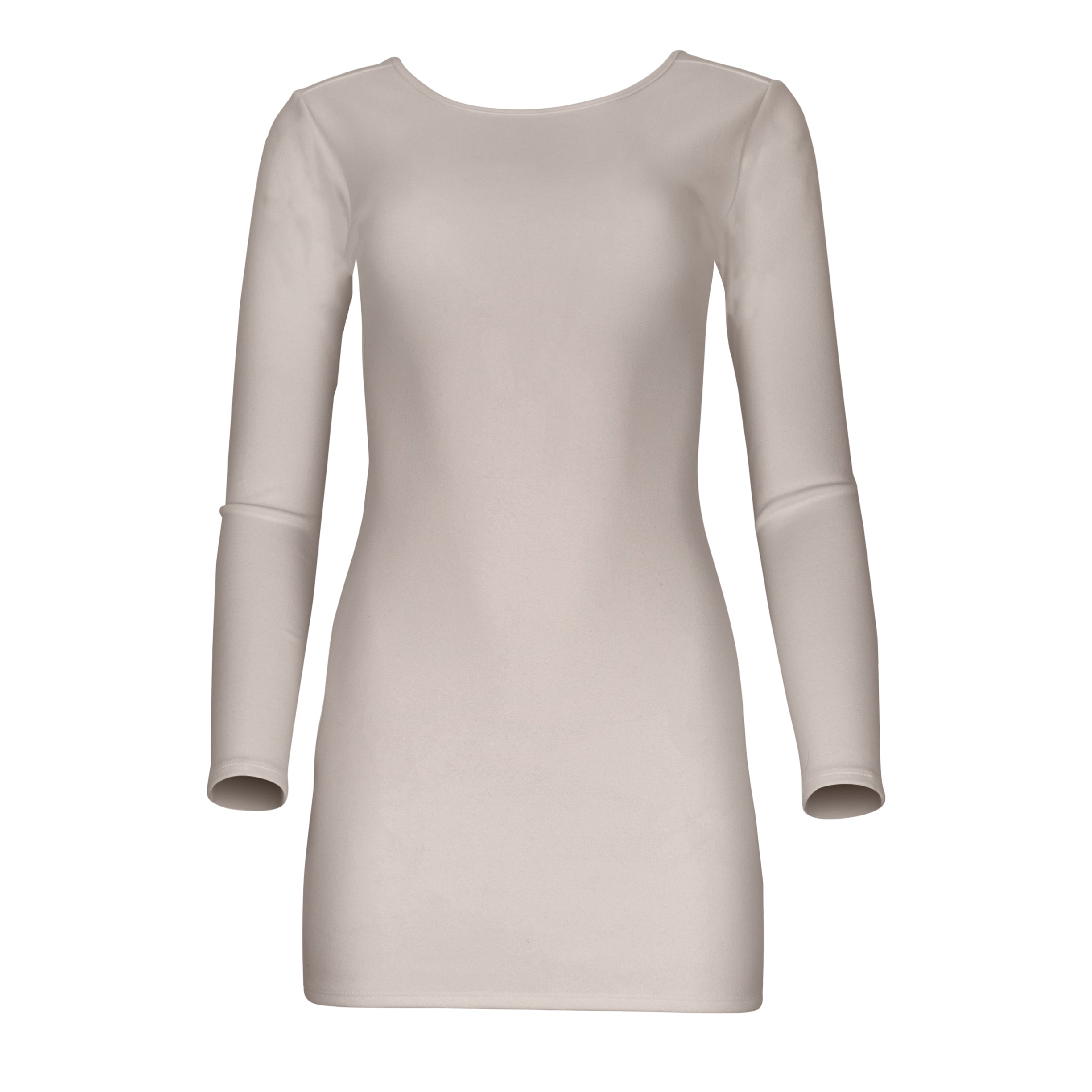 Jenna Long Sleeve Open Back Cotton Mini Dress - Latte