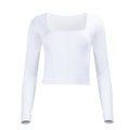 Hailey Mesh and Cotton Long Sleeve Top - Blanc