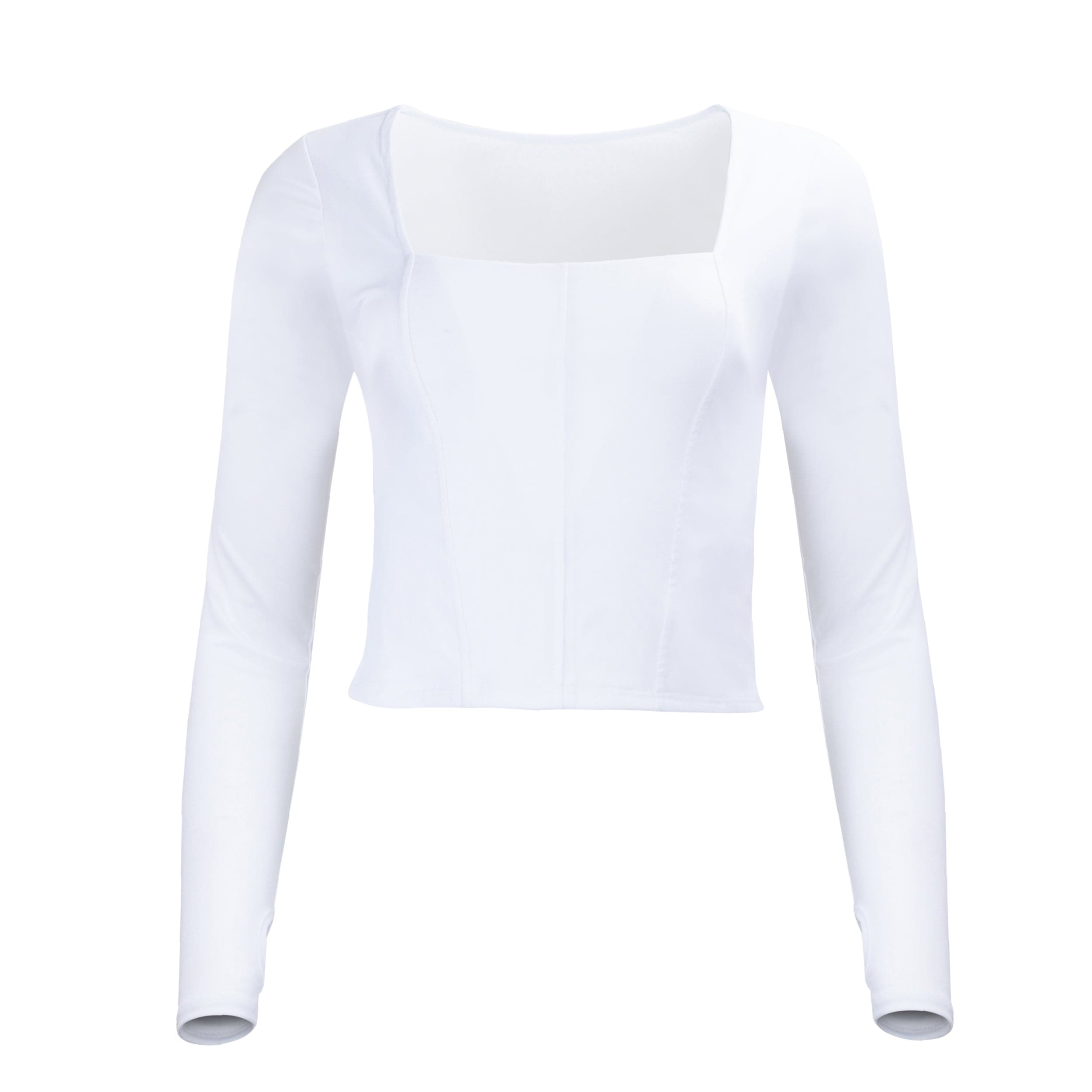 Hailey Mesh and Cotton Long Sleeve Top - Blanc
