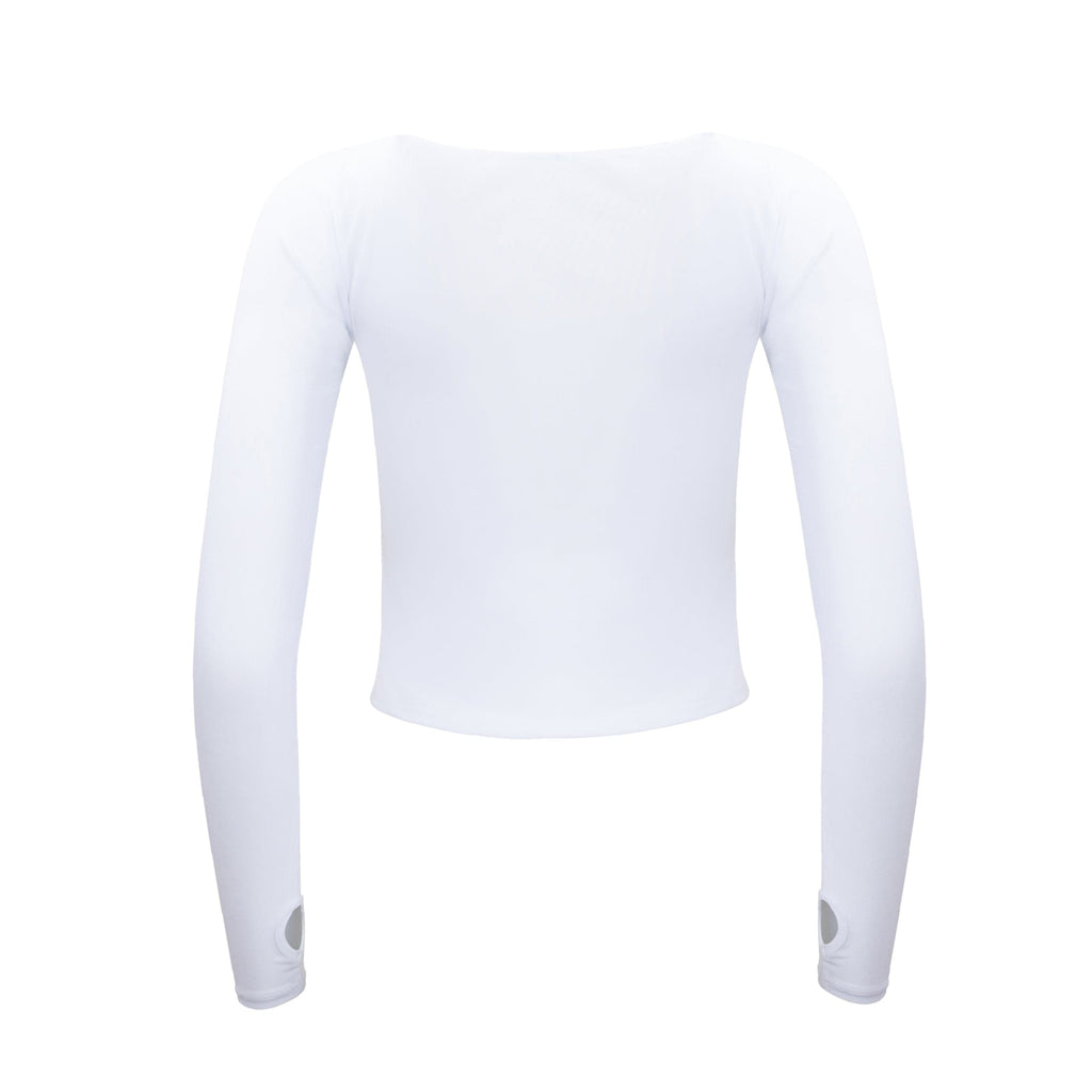 Hailey Mesh and Cotton Long Sleeve Top - Blanc