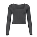 Hailey Mesh and Cotton Long Sleeve Top - Nero