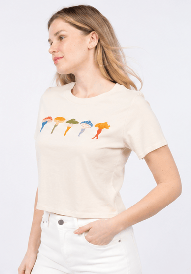 Cropped Everyday Organic Cotton Tee - Shrooms